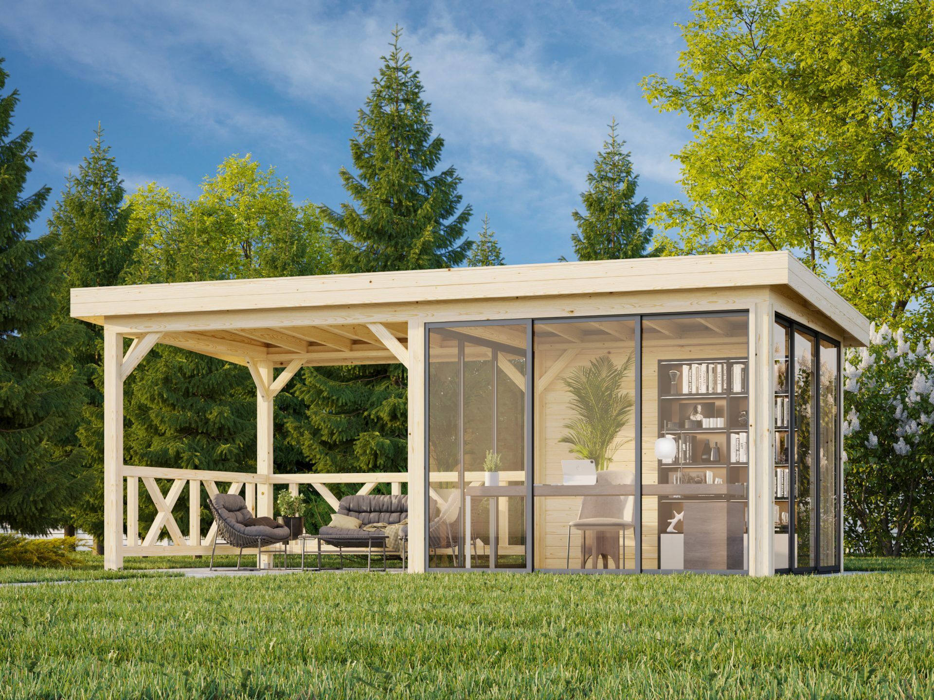 Palmako modernes Gartenhaus Lenna 16,6 m2 Set 404 Slide