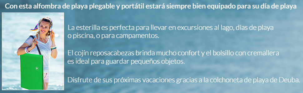 Strandmatte Grün 158x56x46cm gepolstert