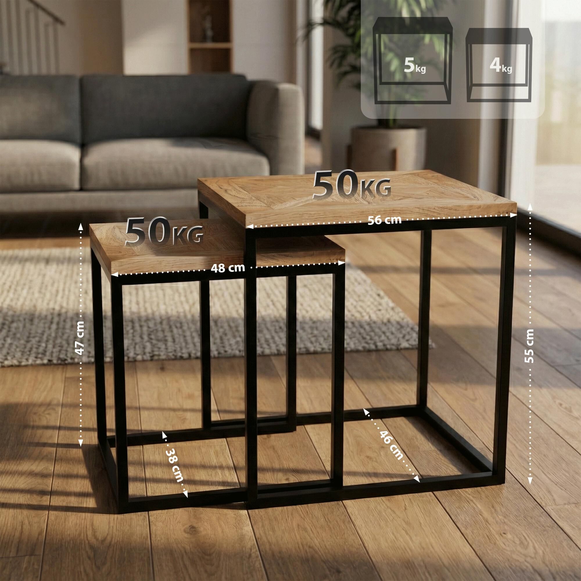 Beistelltisch 2er Set Talero, natura