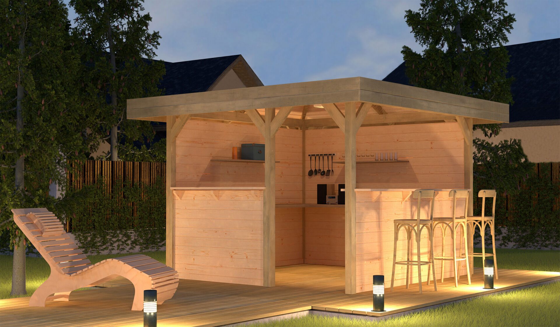 weka Gartenlaube 657 Gr.2, Set inkl. 2 RW, Tresenwand und Treseneingang