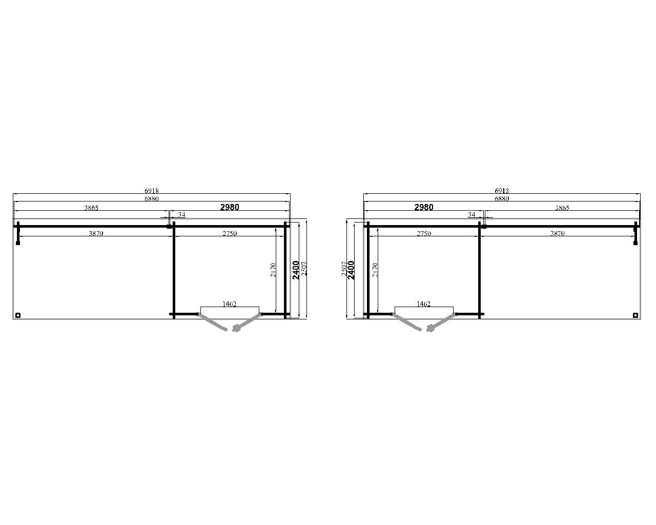 Gartenhaus Flachdach 7x2,4 Funny 5