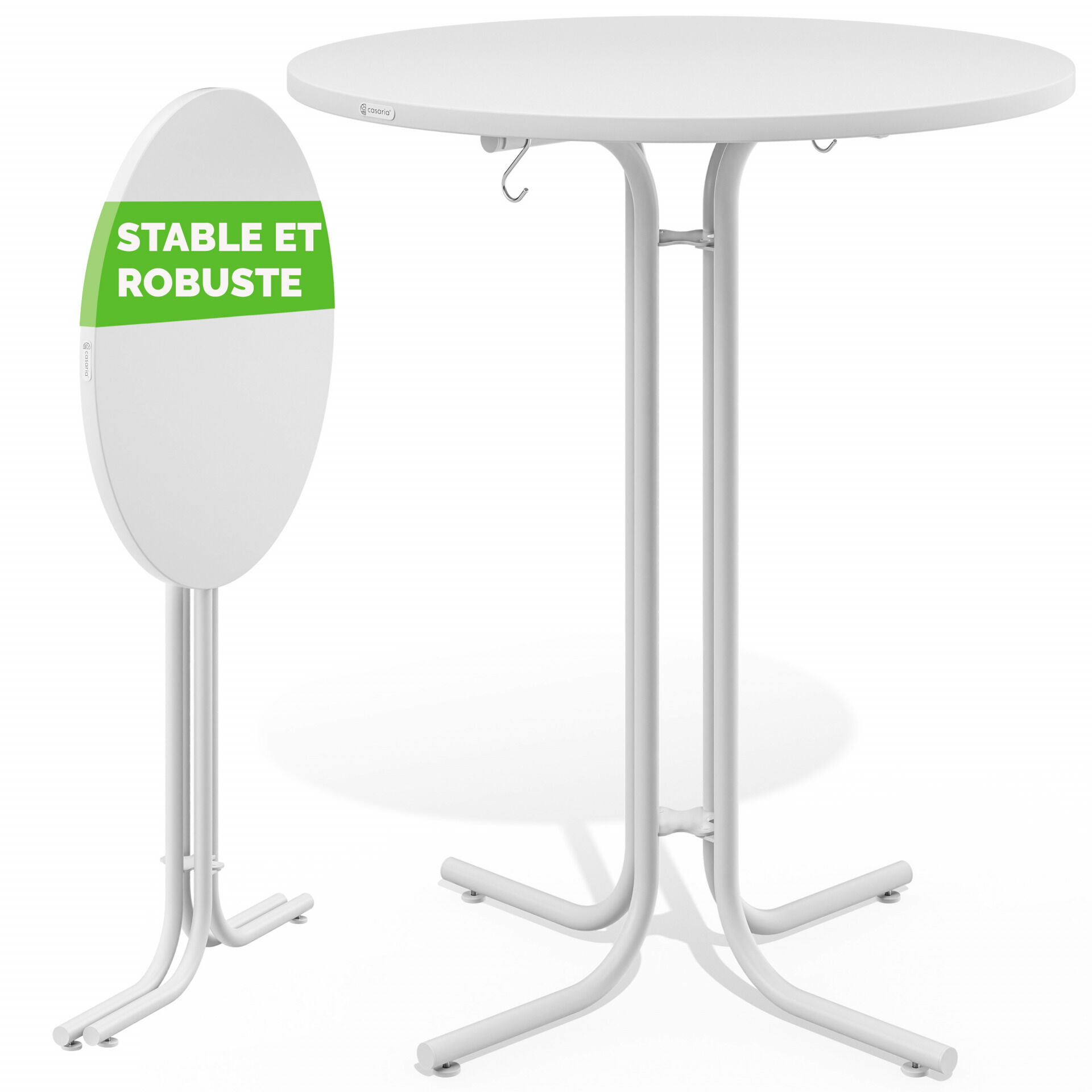 Stehtisch Weiß Ø80x110cm klappbar Outdoor höhenverstellbar bis 100kg