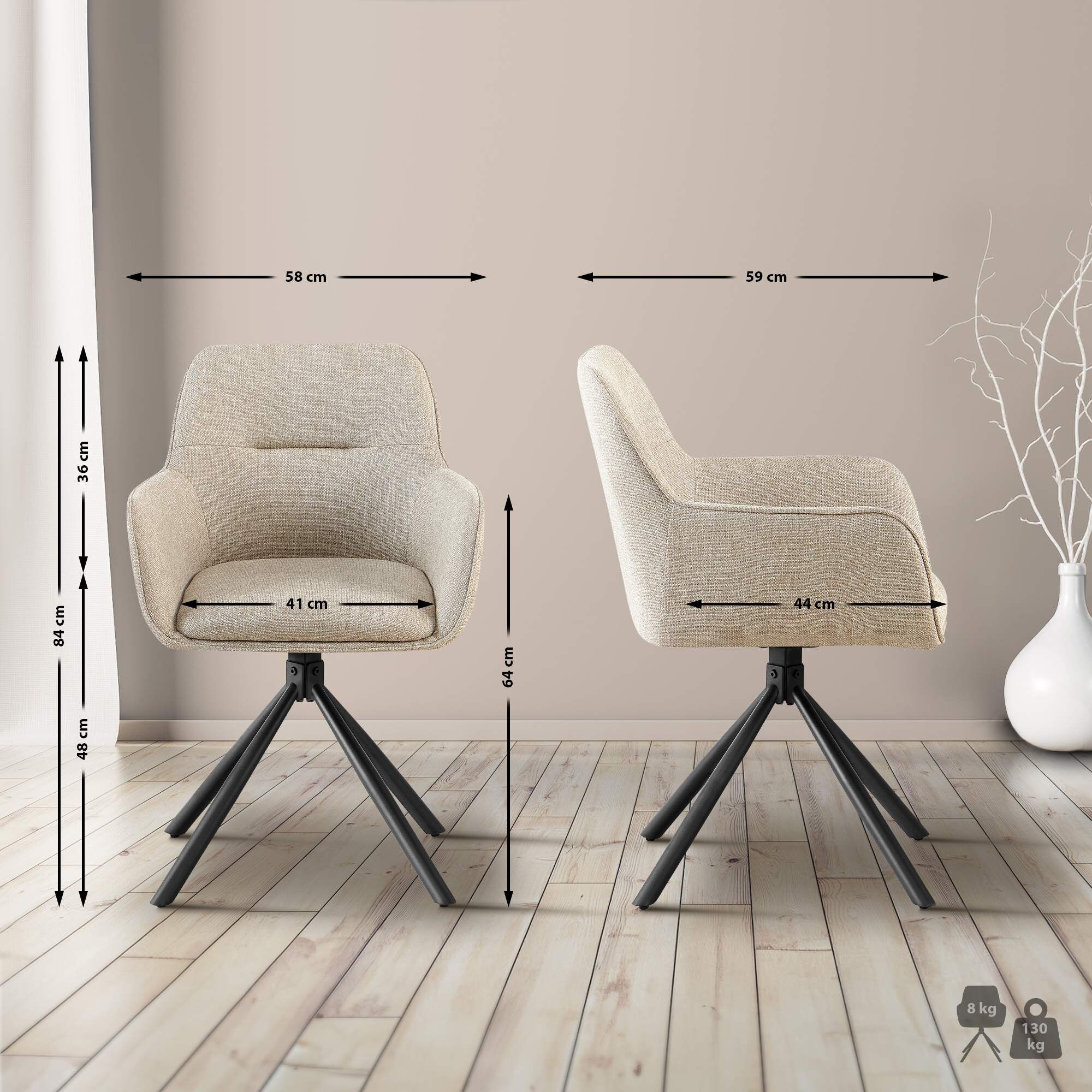 Stuhl Tipton Stoff, taupe