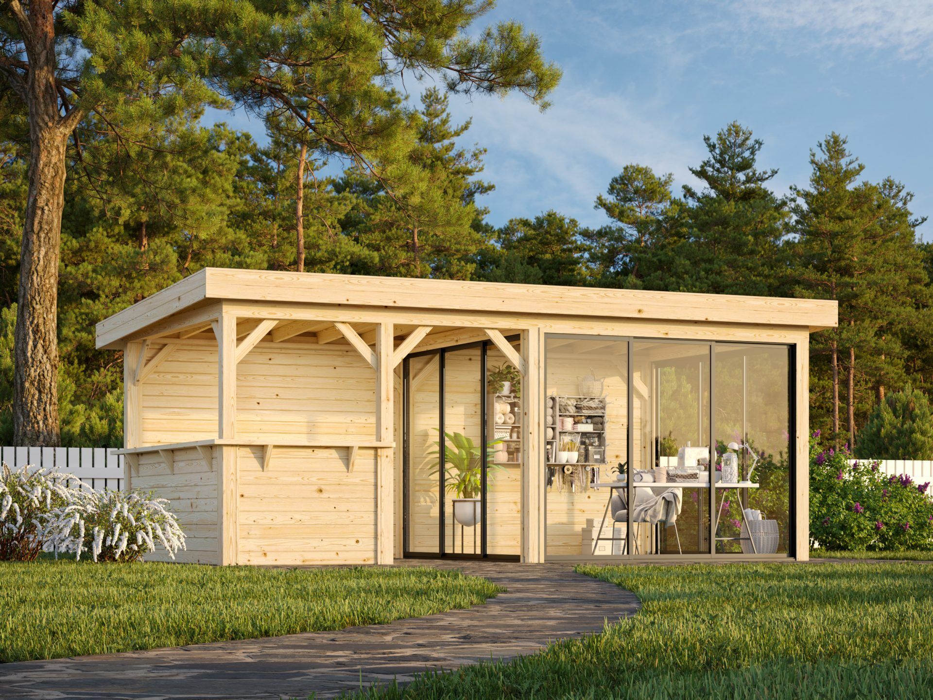 Palmako modernes Gartenhaus Lenna 16,6 m2 Set 408 Slide