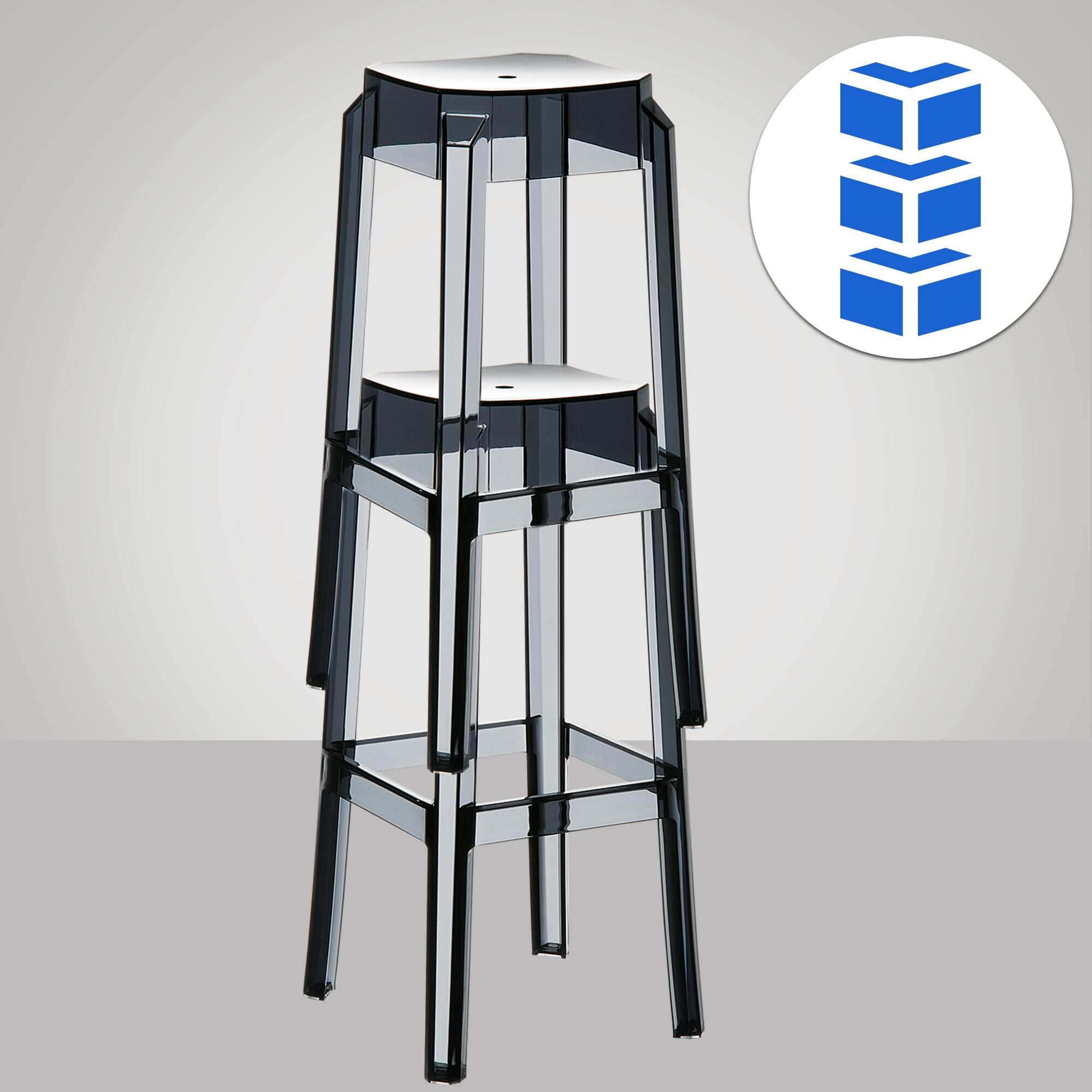2er Set Barhocker Fox, transparent, schwarz