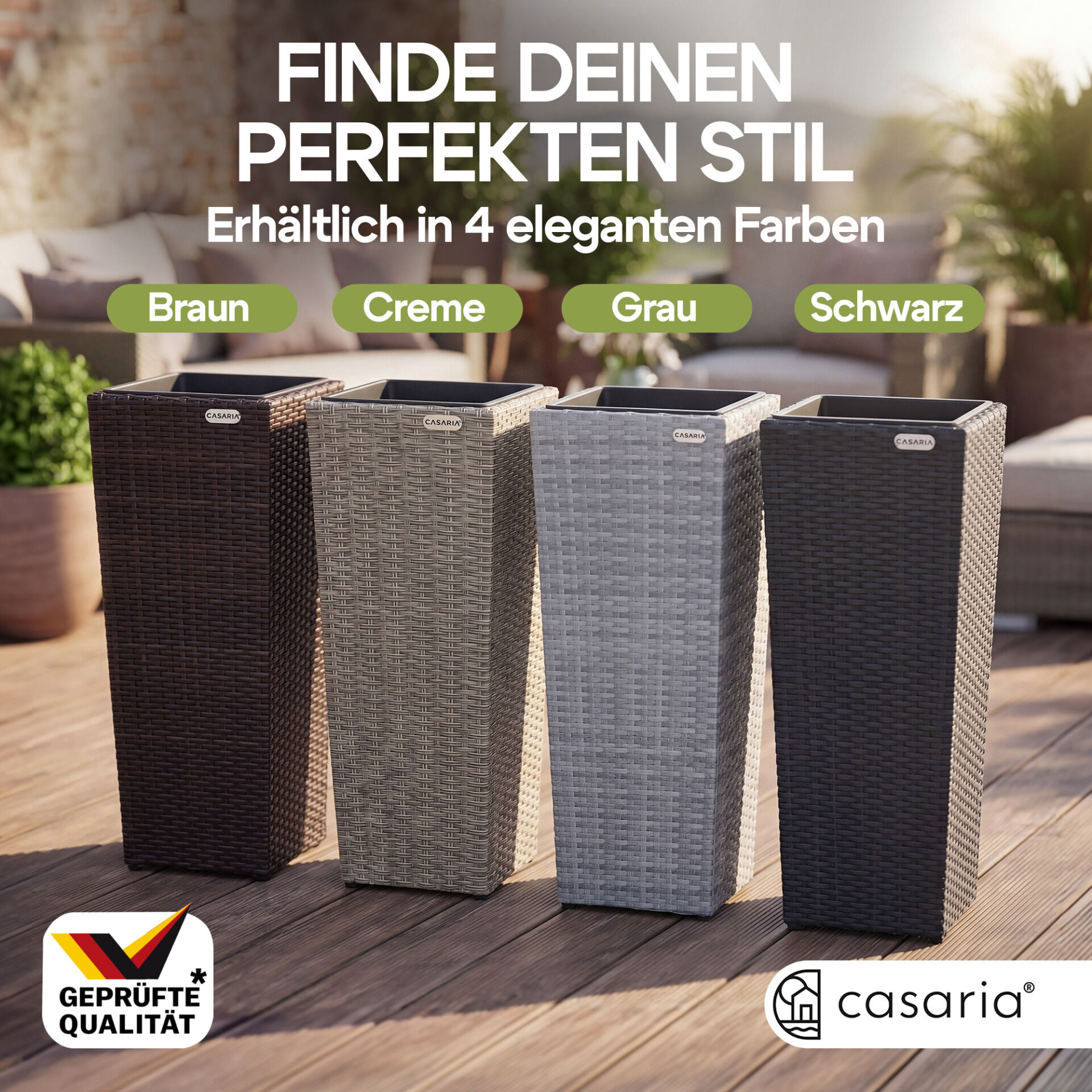 Polyrattan Blumentopf 3er-Set Braun