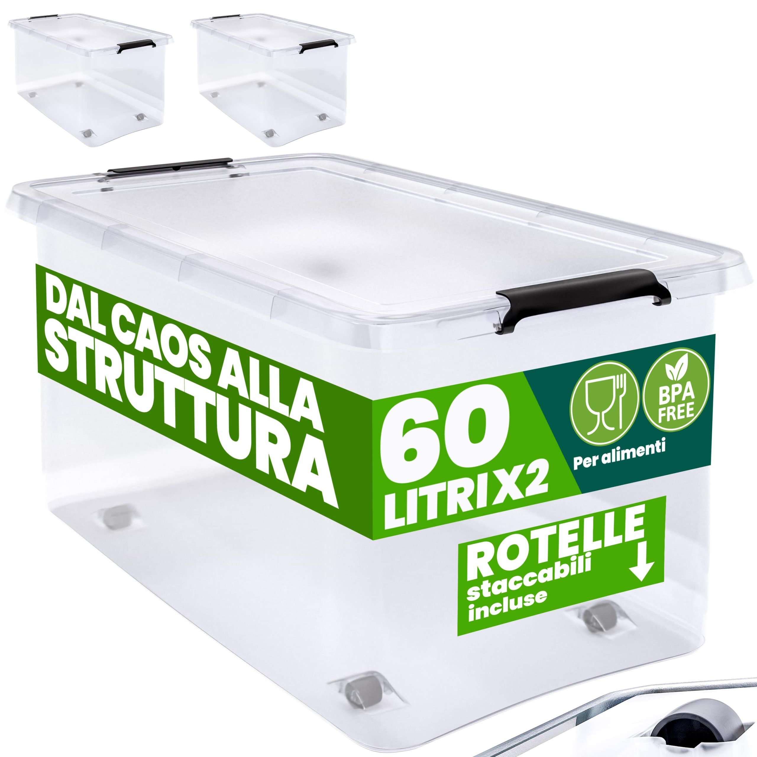 Aufbewahrungsbox 2er-Set Transparent 60x40x35cm 60L stapelbar