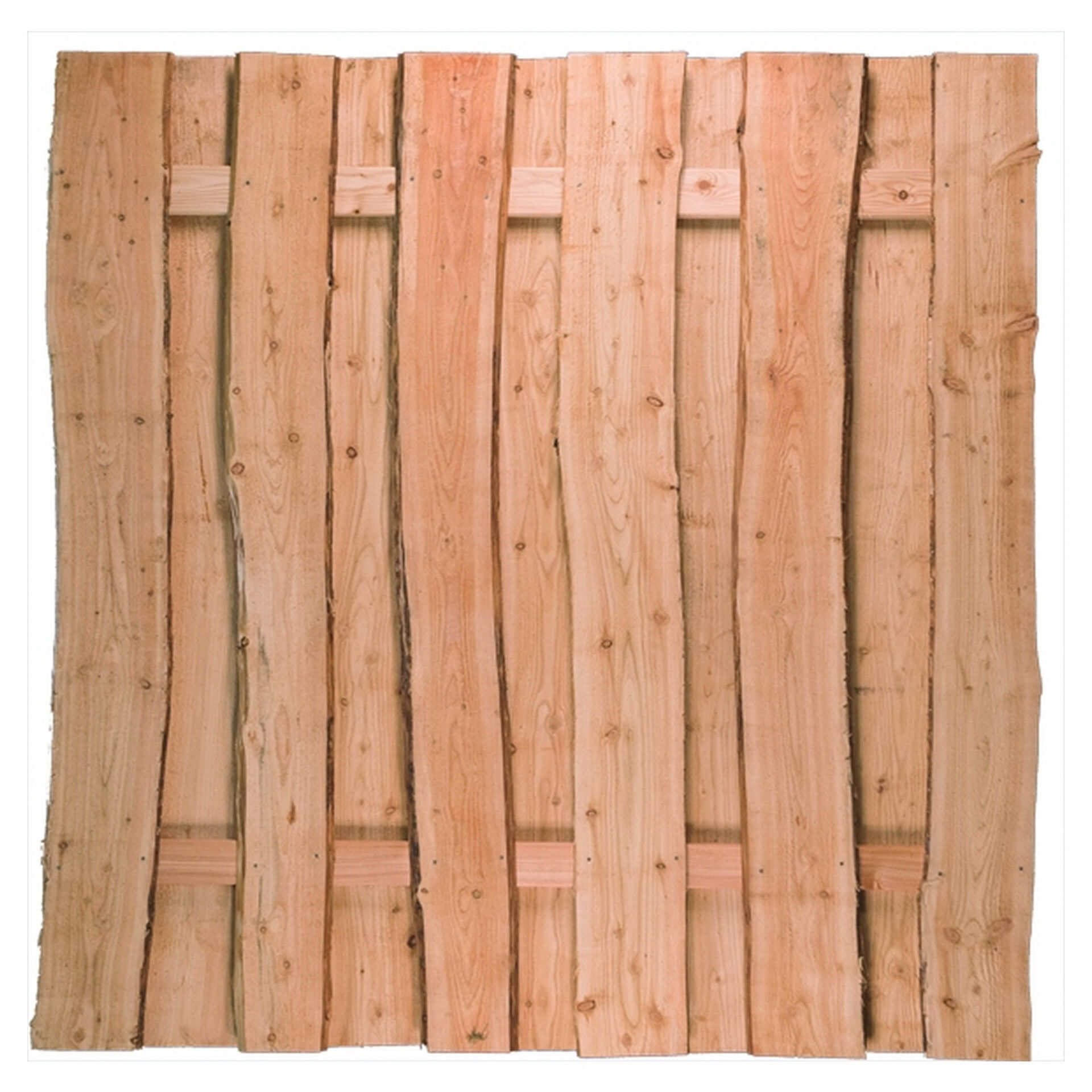 JÜTLAND-Serie Lärche, 180 x 180 cm, Riegel 30/80 mm, Bretter sägerau ca. 20mm mit Baumkante