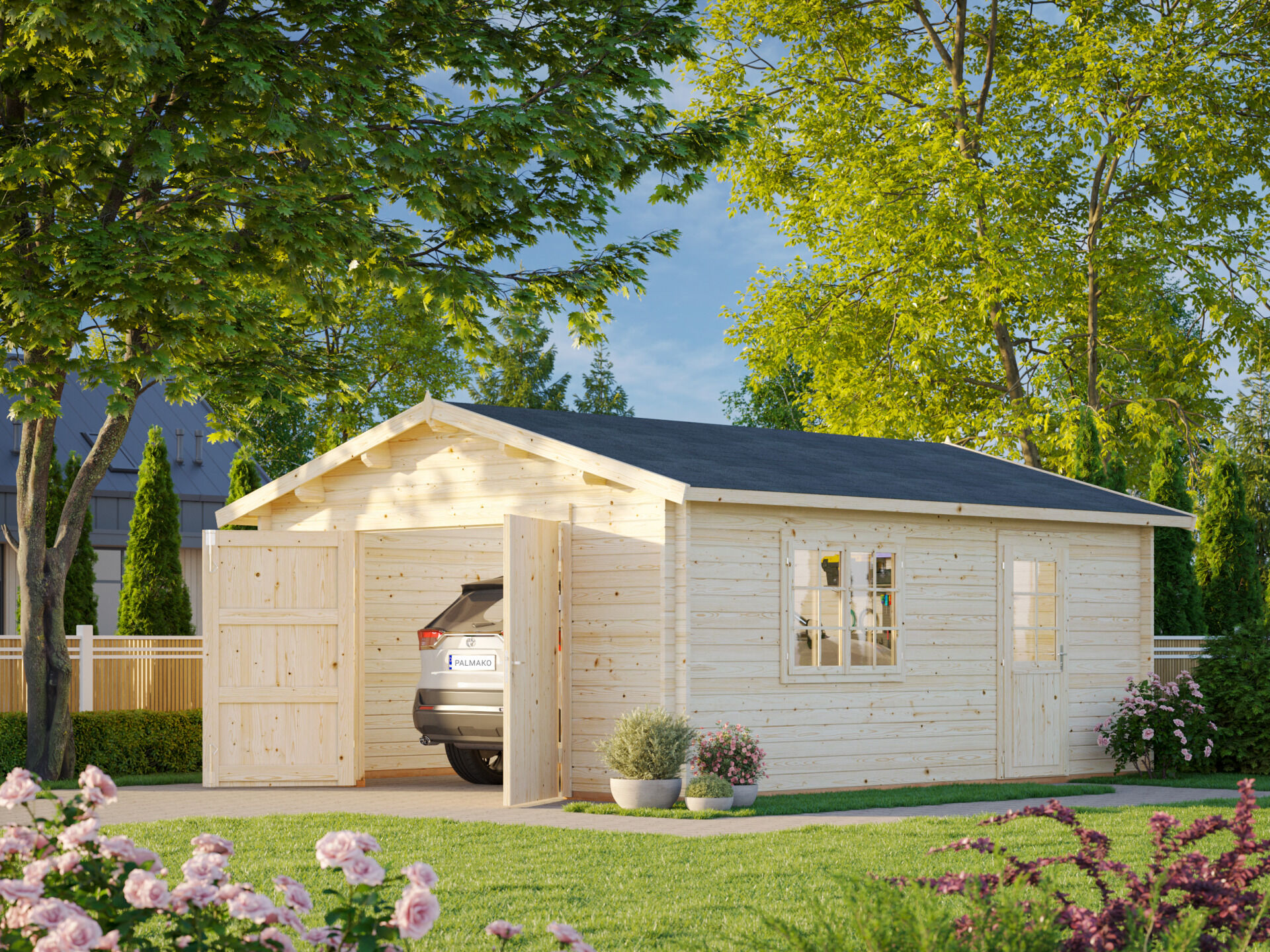 Palmako Holzgarage Roger 23,9 m² mit Holztor