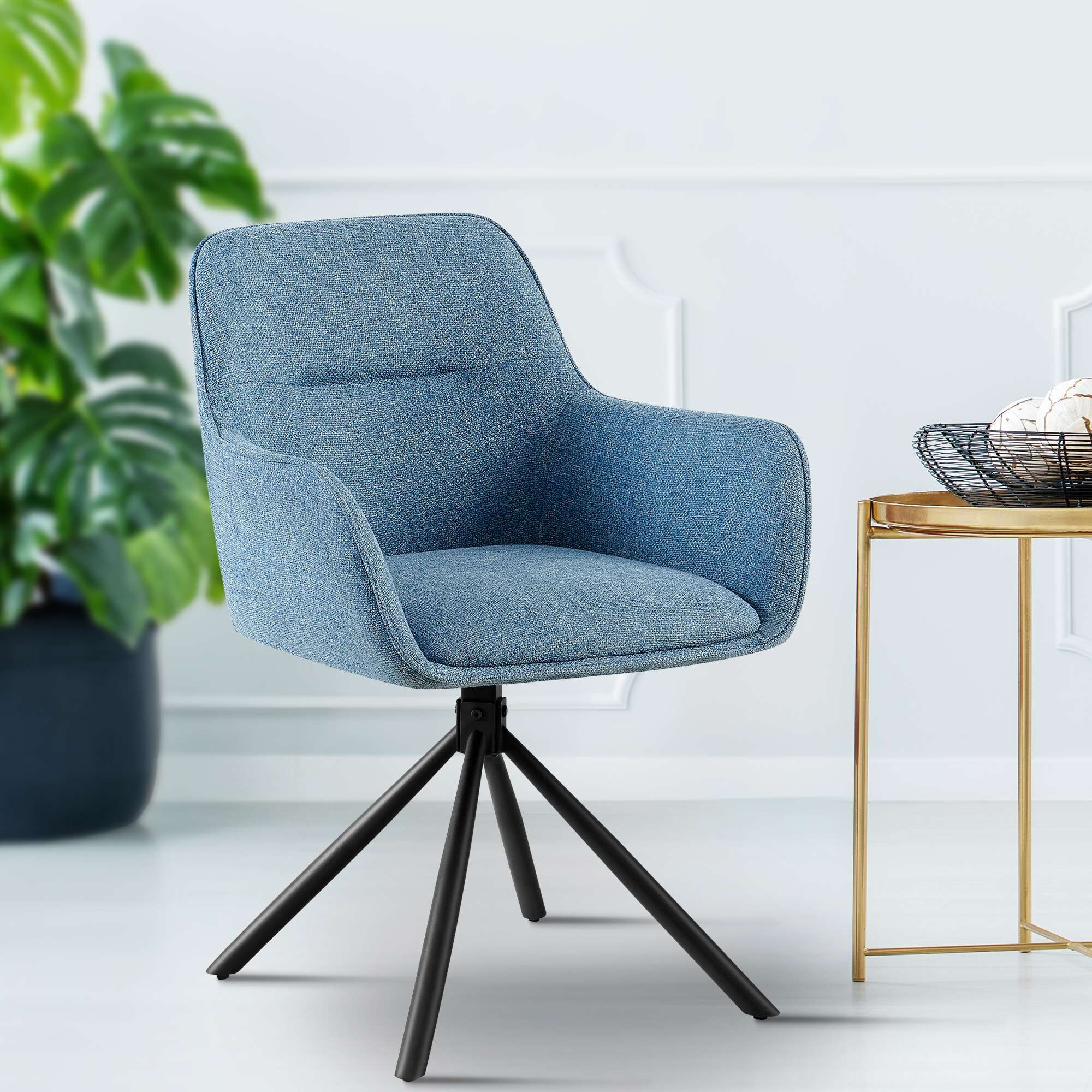 Stuhl Tipton Stoff, blau