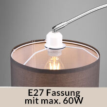 Design Bogenlampe Grau 150-175cm verstellbar