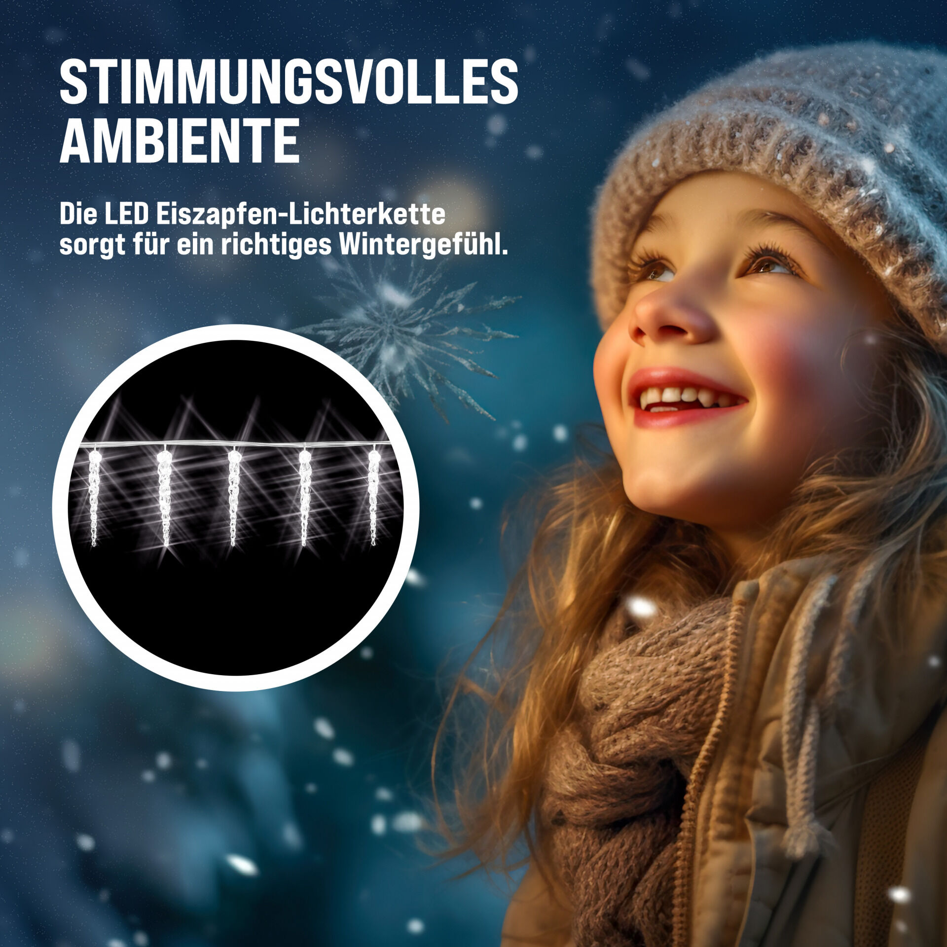 Lichterkette Weihnachten Eiszapfen Warmweiß 13m