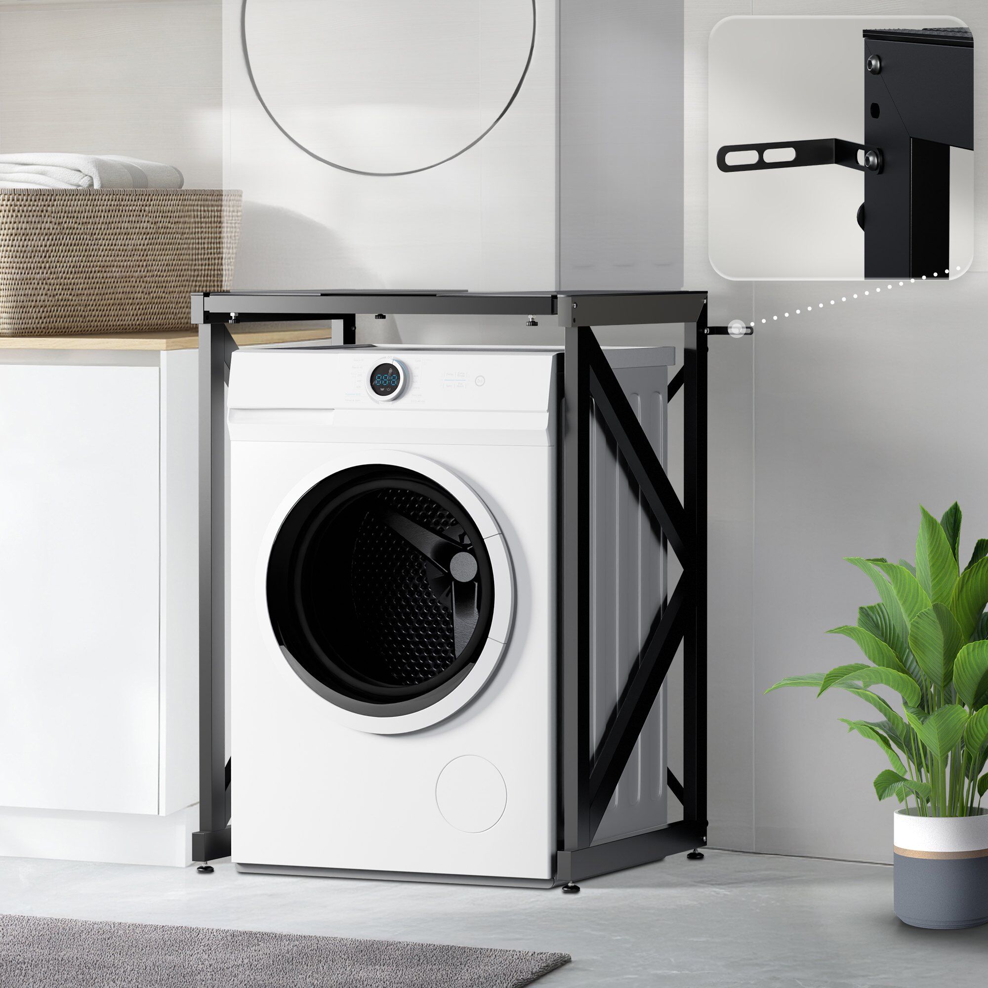 Waschmaschinenregal Caleb, schwarz