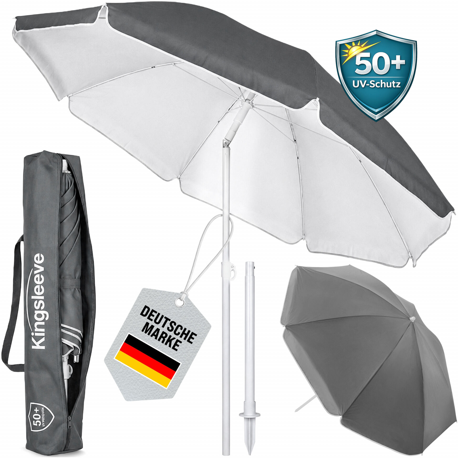 Sonnenschirm Crete Anthrazit 200cm UV-Schutz 50+ Neigefunktion