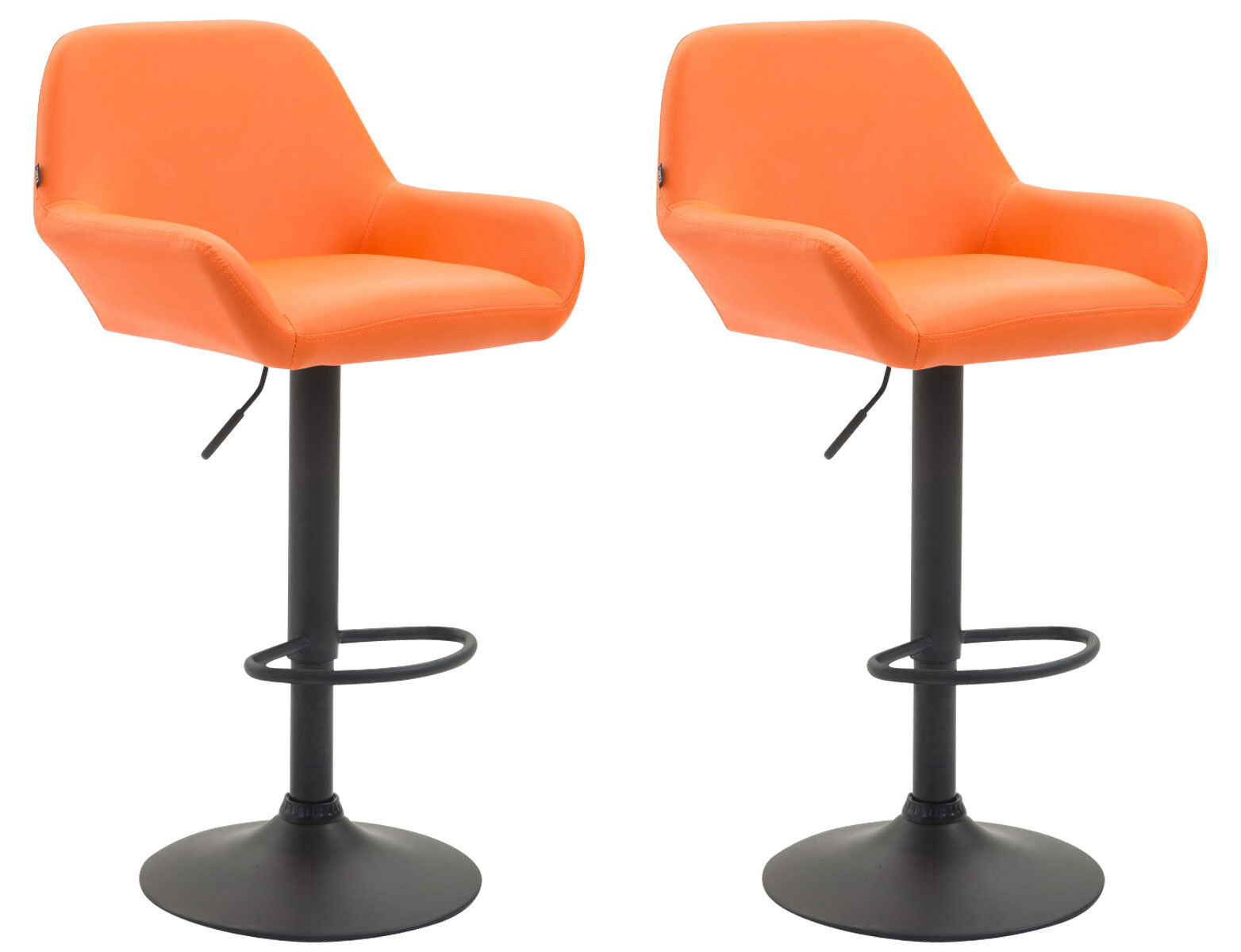2er Set Barhocker Braga Kunstleder schwarz, orange