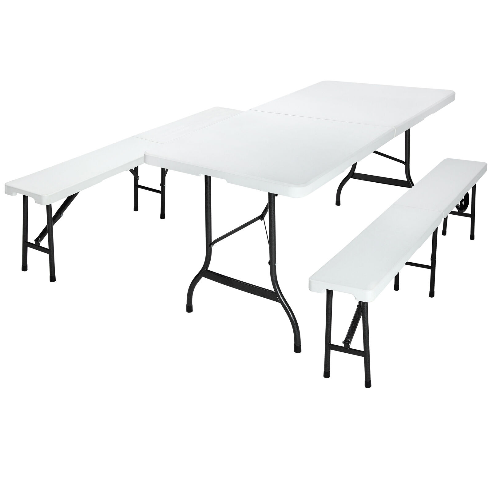 Bierzeltgarnitur 3-tlg Kunststoff Weiß 183cm