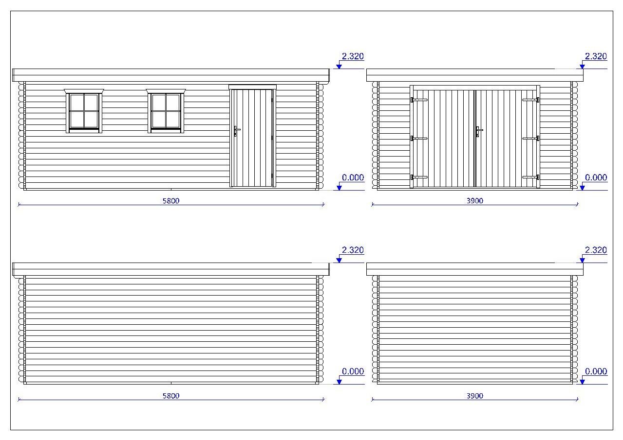 Flachdach Holzgarage Norwegen 50 – 40 mm Blockbohlen Garage mit Seitentür