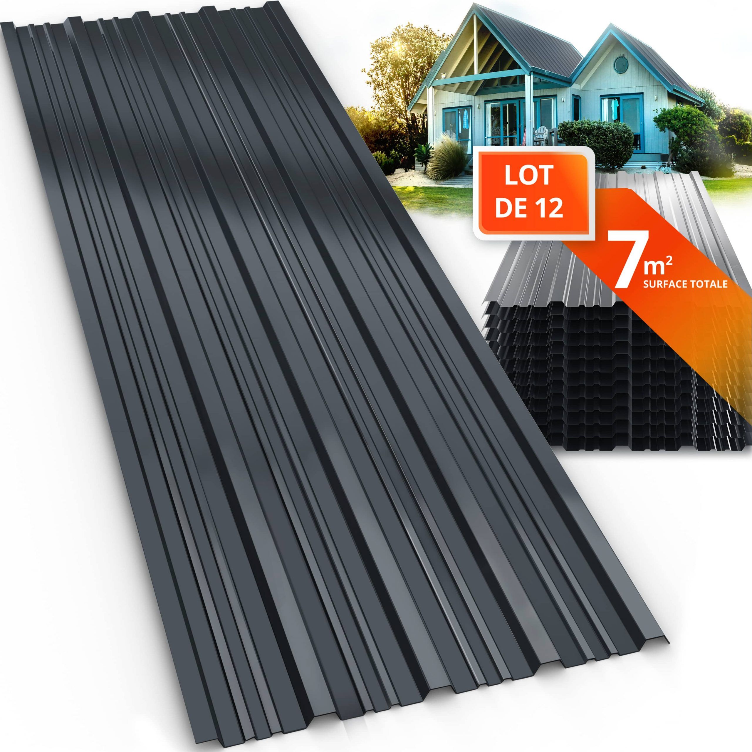 Trapezblech 12er Set Anthrazit 129x46cm 7m² verzinkt wetterfest stabil