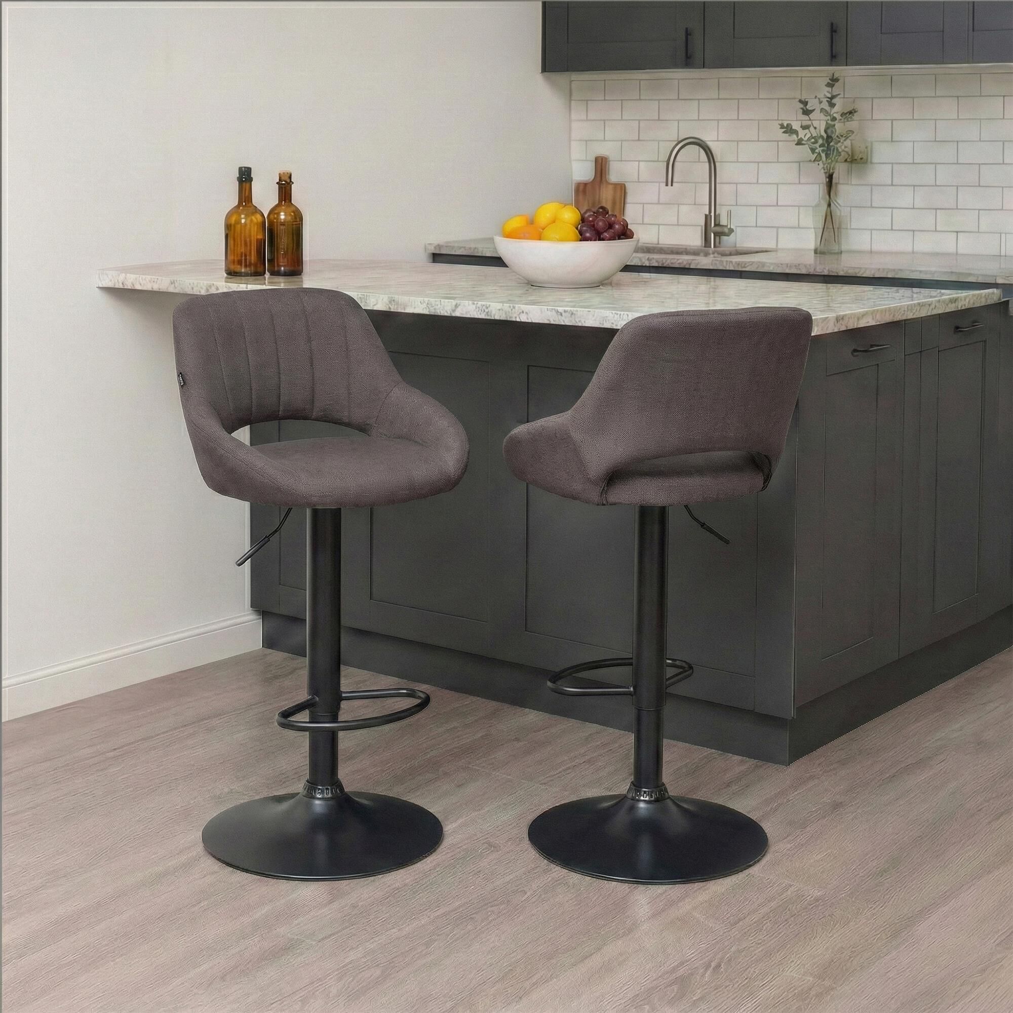 Barhocker Milet Stoff schwarz, dunkelgrau