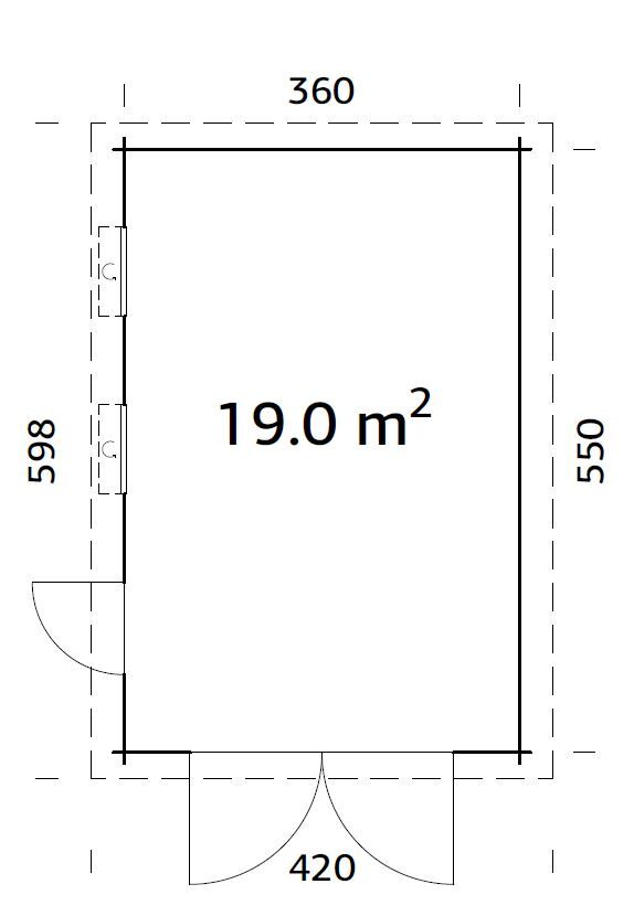 Flachdach Holzgarage Rasmus 19,0 m² mit Holztor