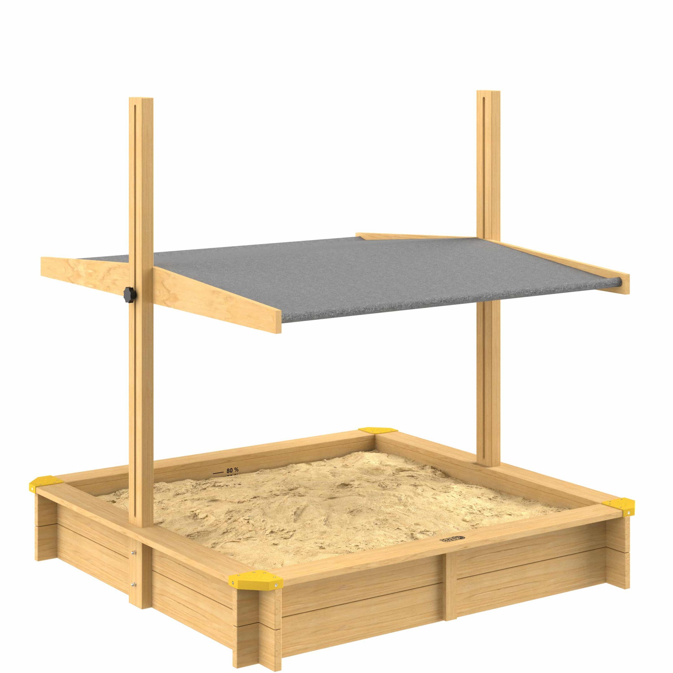 Sandkasten Hellbraun 120x120x120cm neigbares Sonnendach