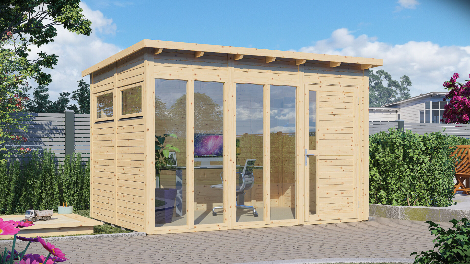 Gartenhaus Holz Pentus 3 Office naturbelassen 333 x 230 cm