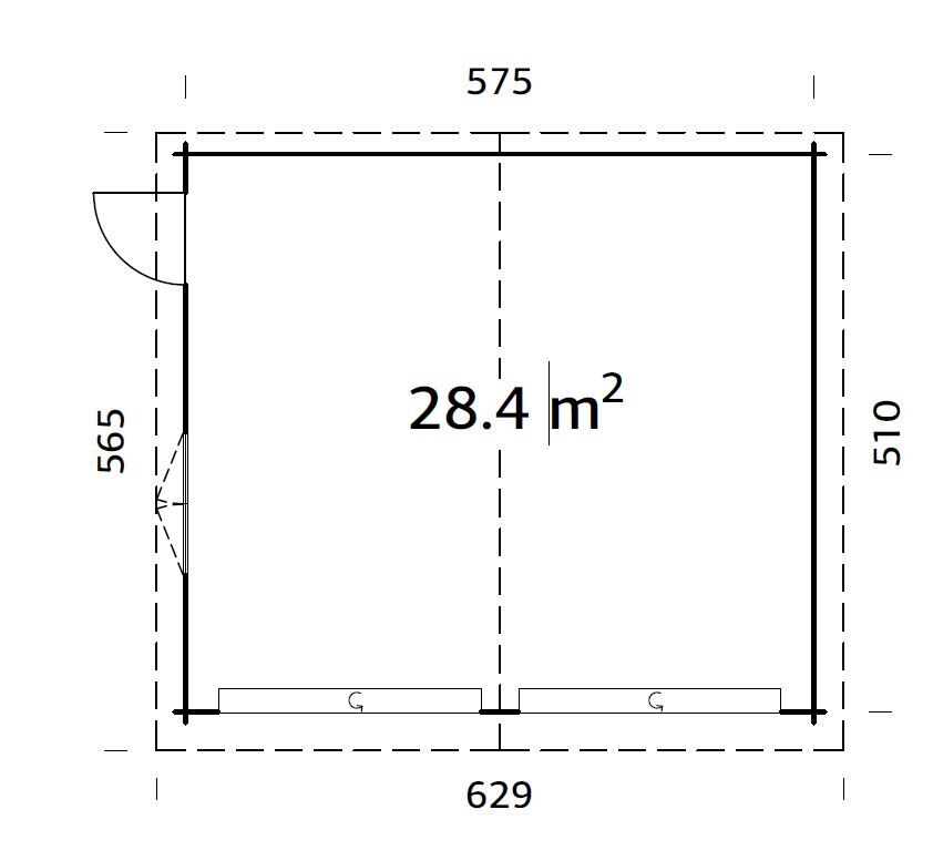 Palmako Holzgarage Roger 28,4 m² mit Sektionaltor