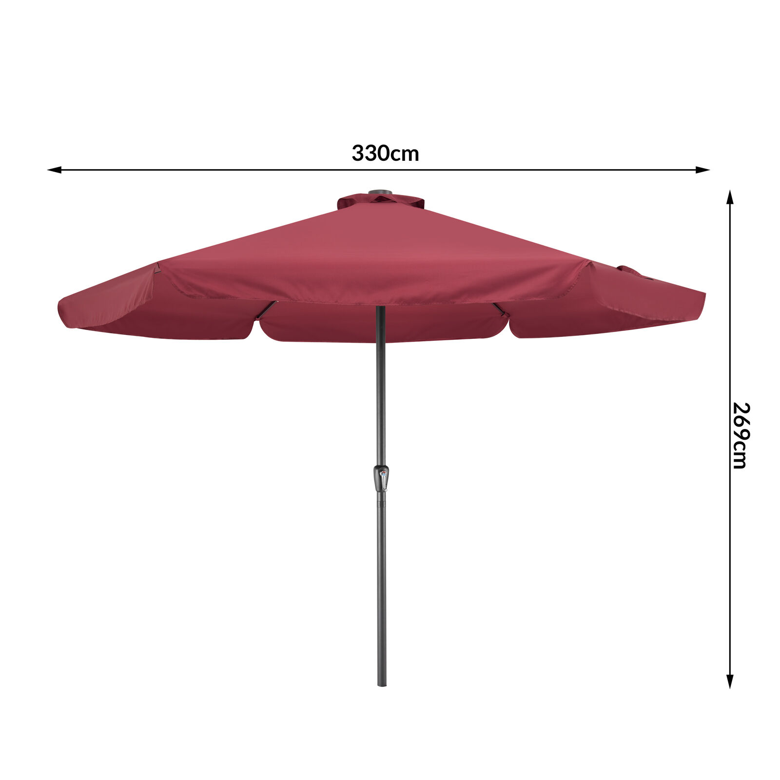 LED Solar Sonnenschirm Athen Rot Ø330cm UV-Schutz 80+