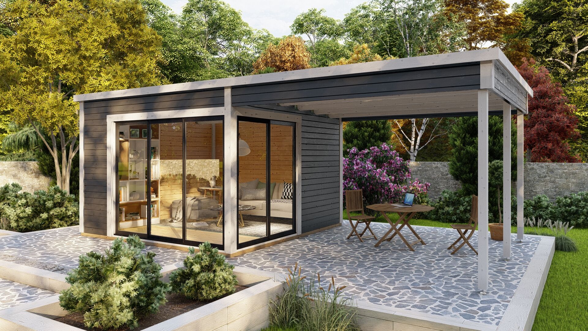Flachdach Gartenhaus Sydney 32 Plus