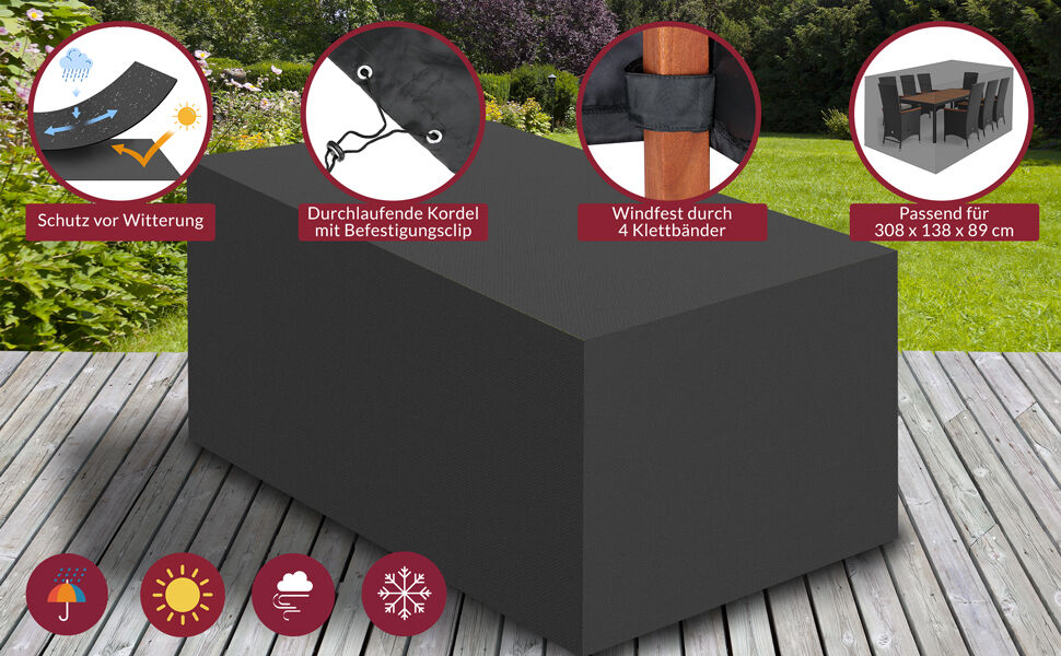 Abdeckung Sitzgruppe Anthrazit 308x138x89cm