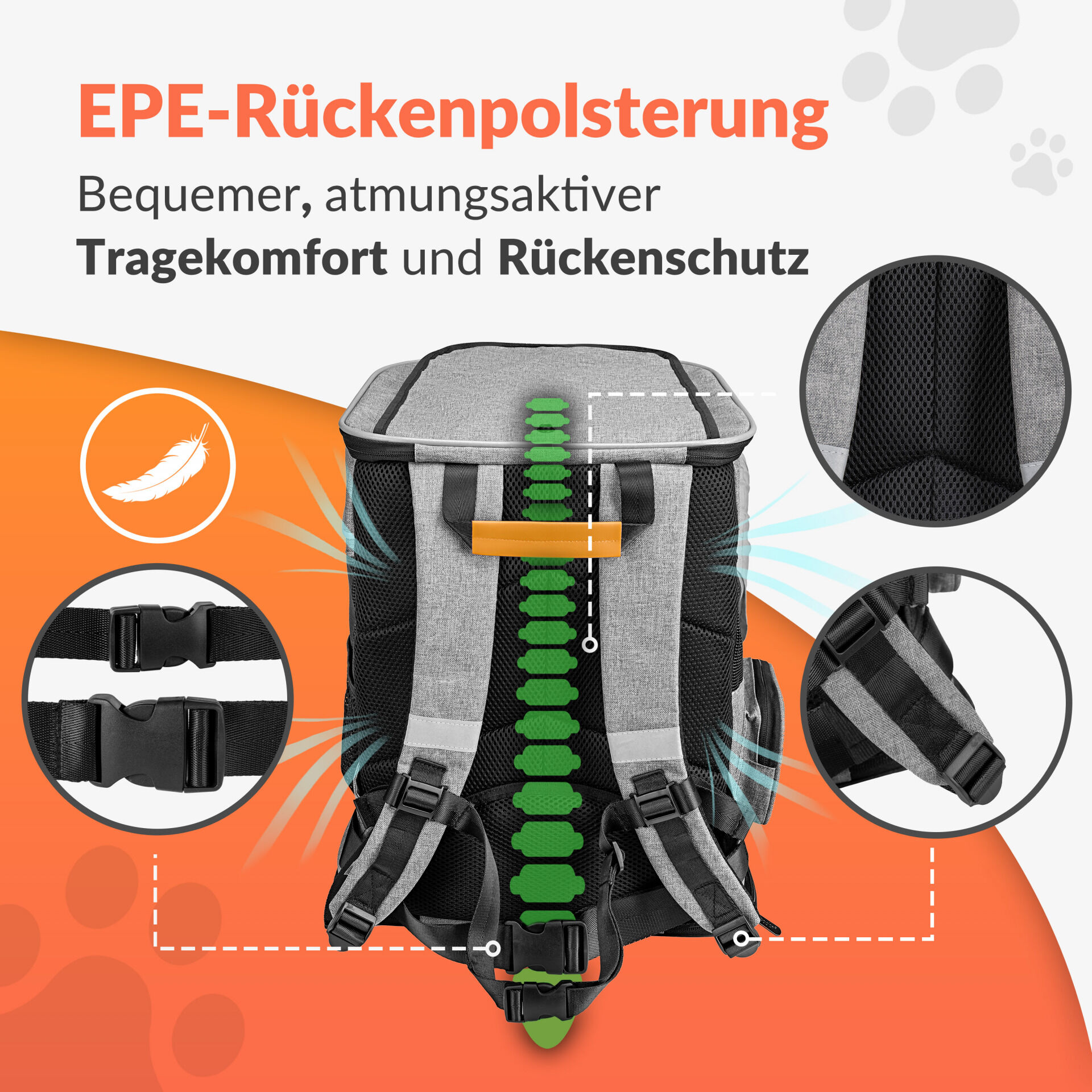 Katzenrucksack Grau 41x30x34cm