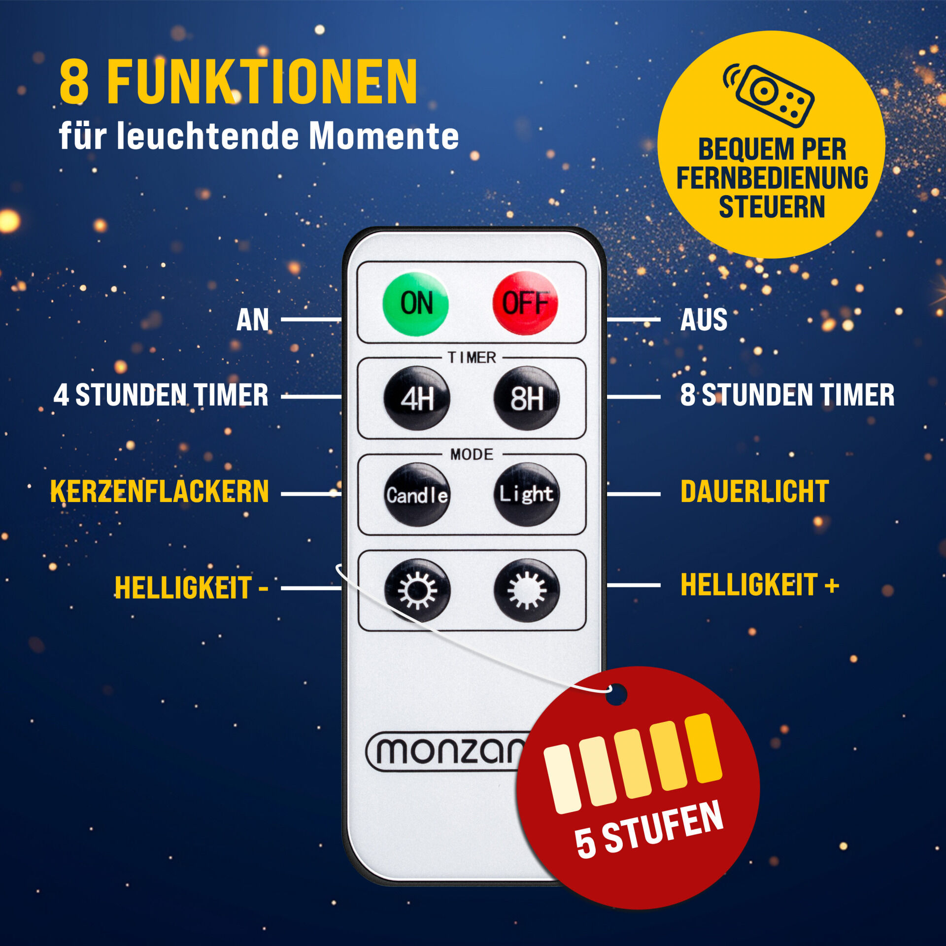 Kabellose Weihnachtsbaumkerzen LED 30er-Set Warmweiß mit Batterien + Fernbedienung