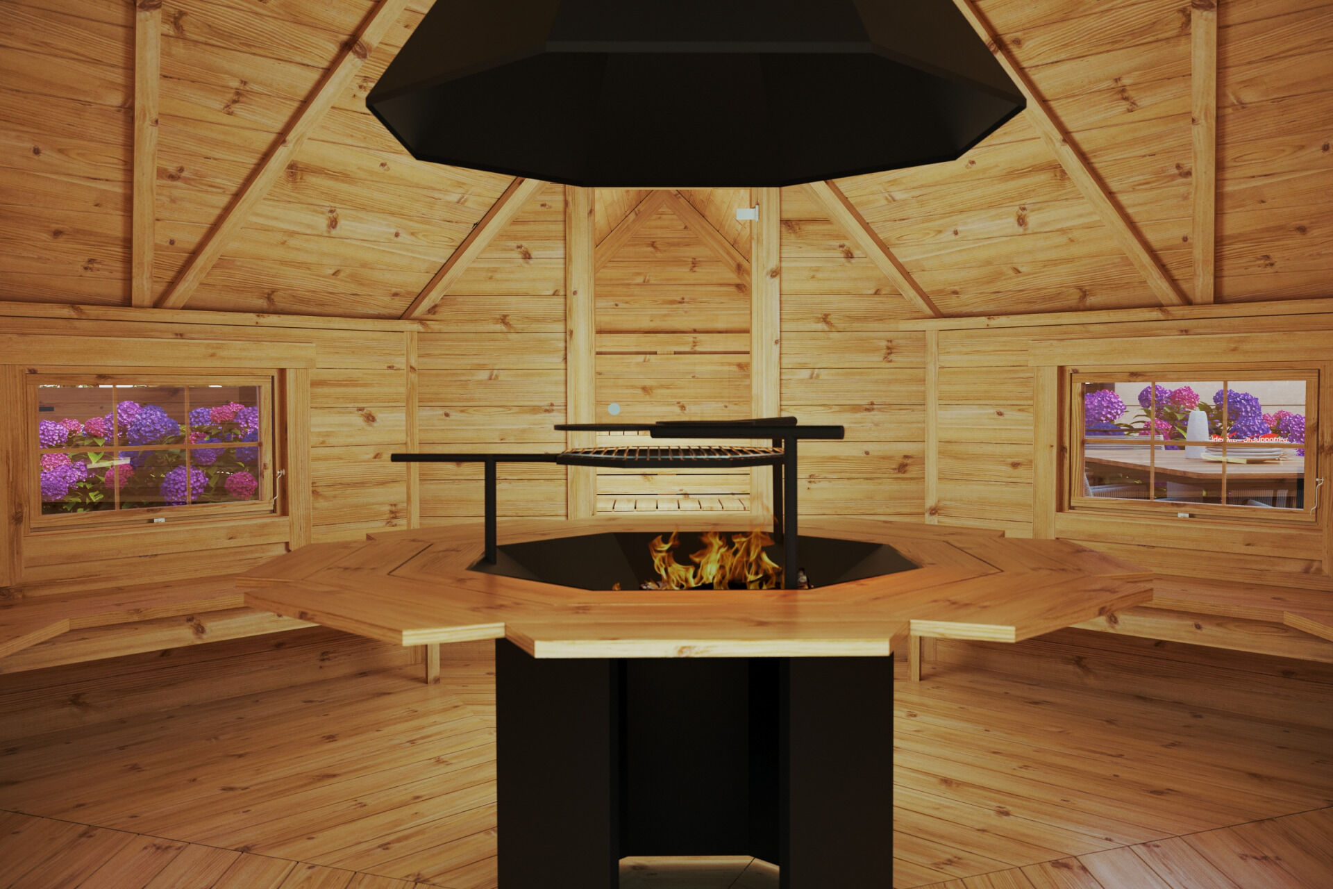 Finn Art Grillkota Elegance 16,5 m² mit Saunaanbau, Schwarz