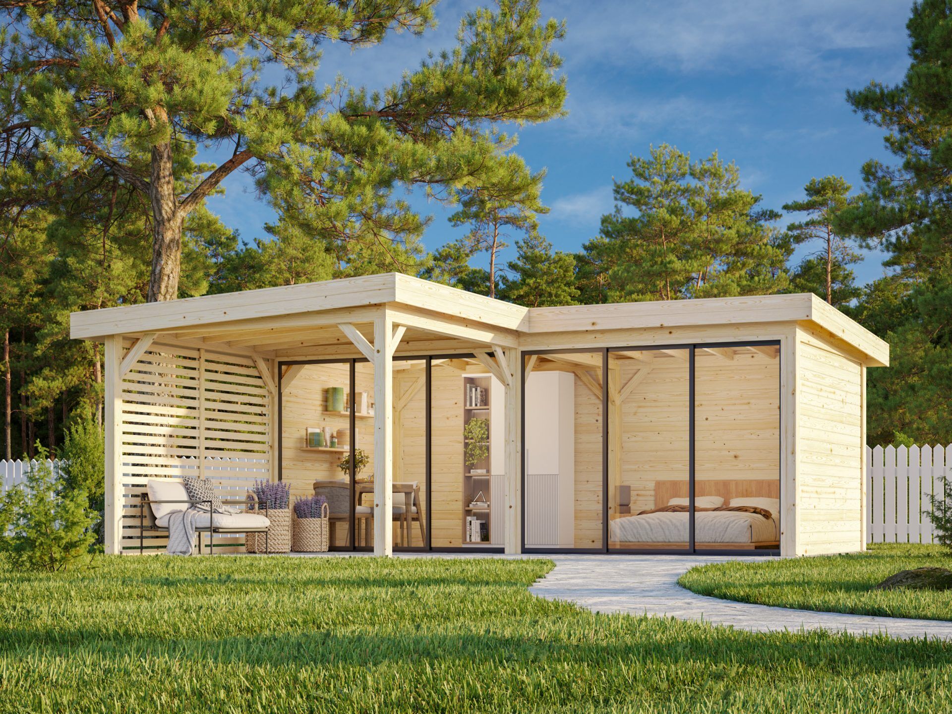 Palmako modernes Gartenhaus Lenna 24,9 m2 Set 413 Slide