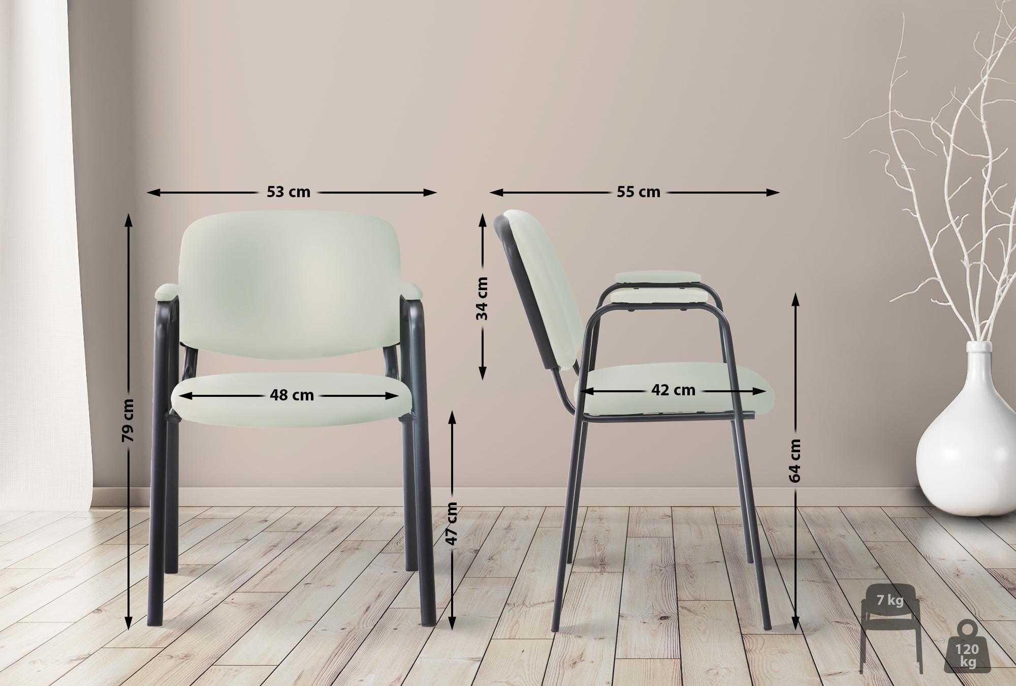 Besucherstuhl Ken PRO Kunstleder, creme