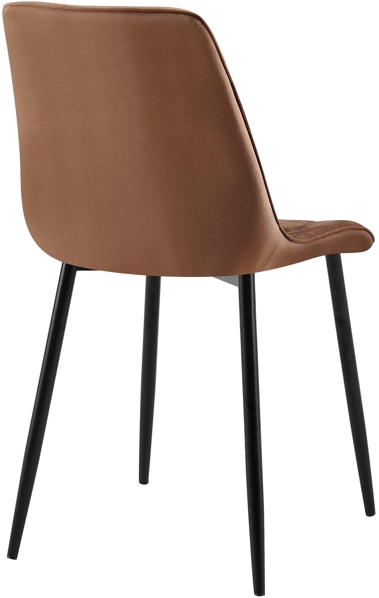 2er Set Esszimmerstuhl Gifford Samt, braun