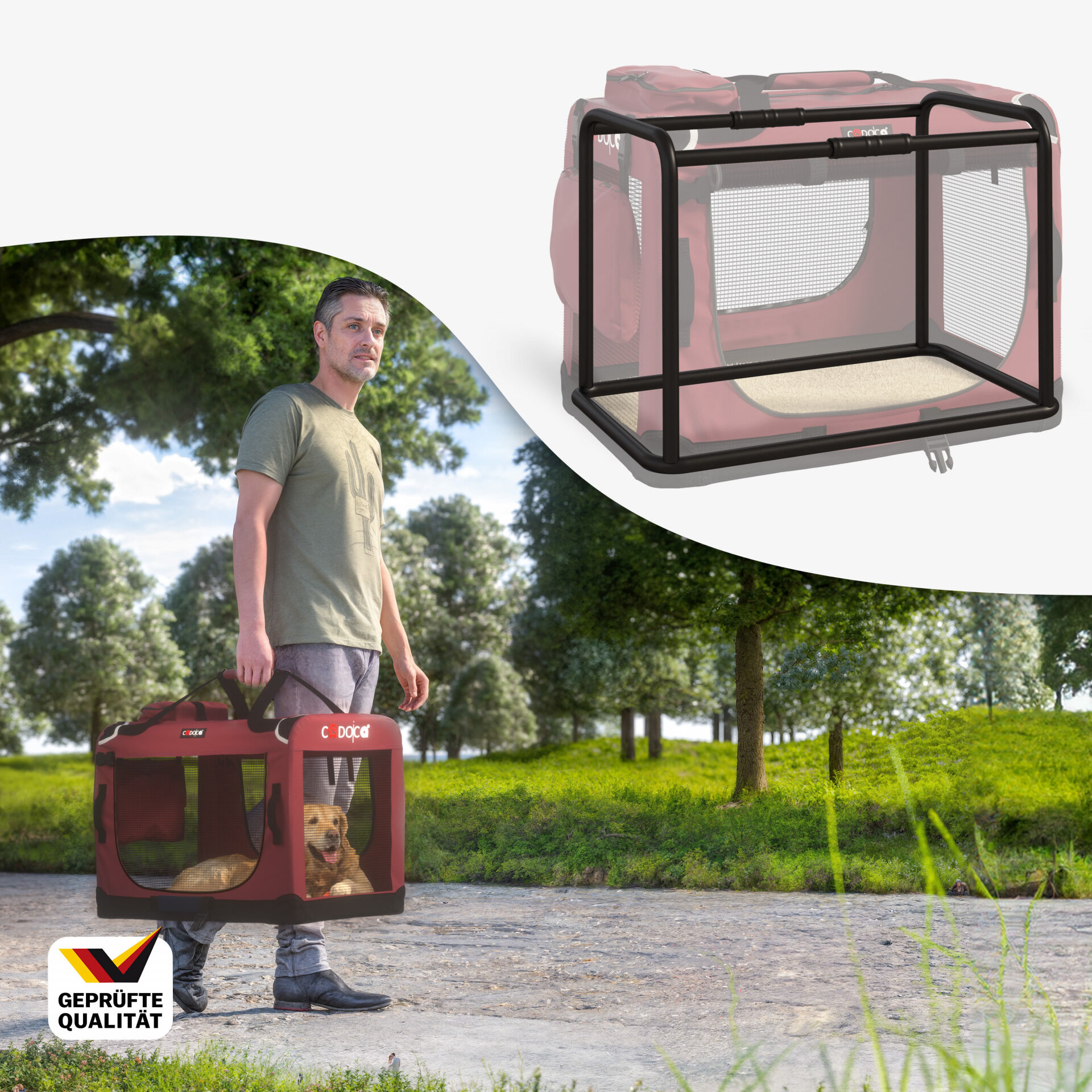 Hundebox faltbar L 70x52x50cm Dunkelrot