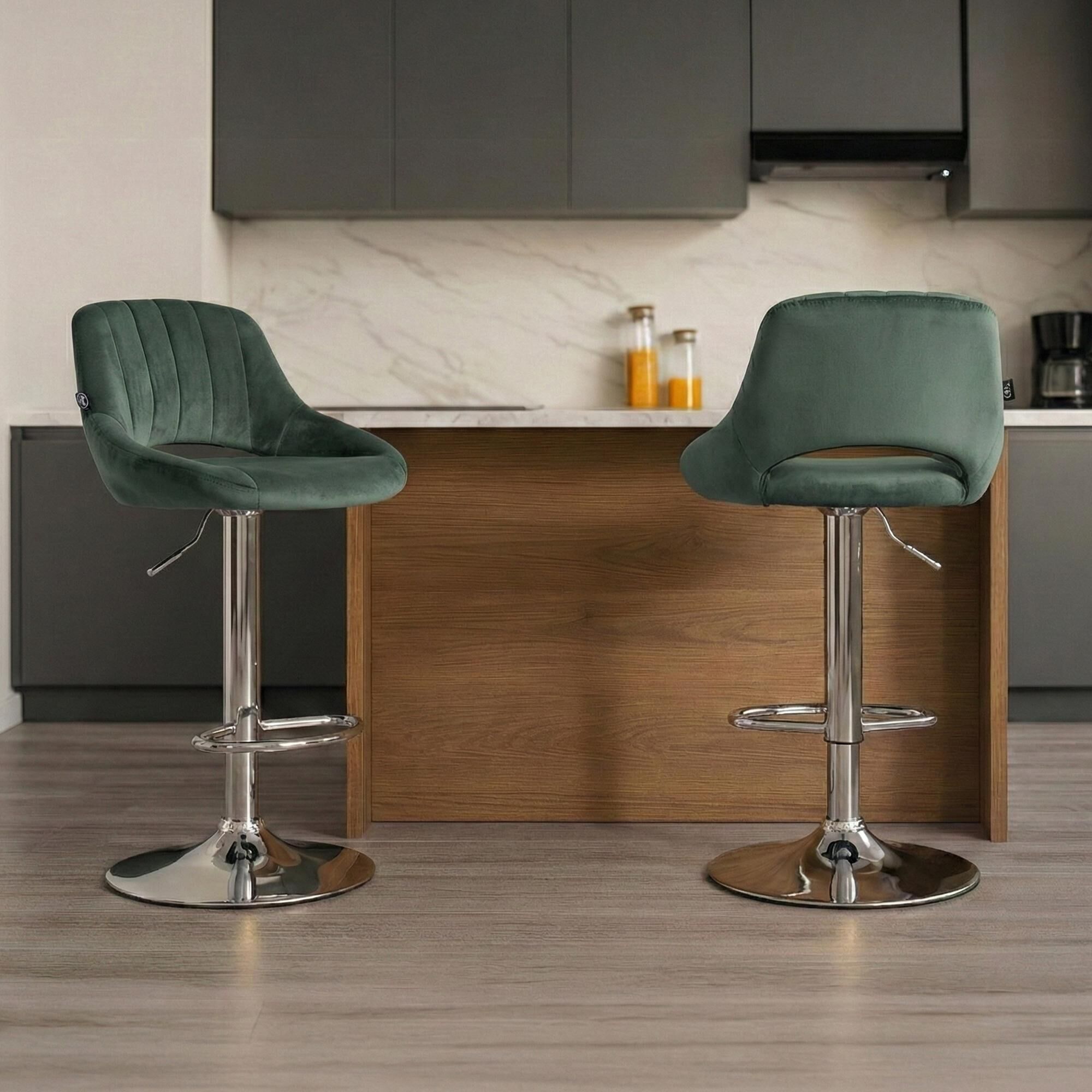 Barhocker Milet Samt chrom, grün