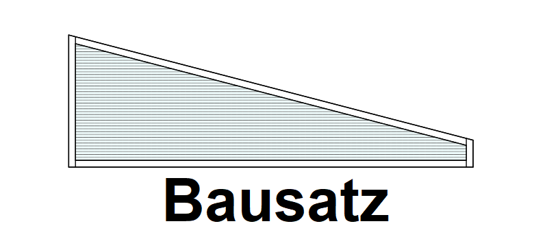 Keilfenster mit Polycarbonat anthrazit opal 2,5 m