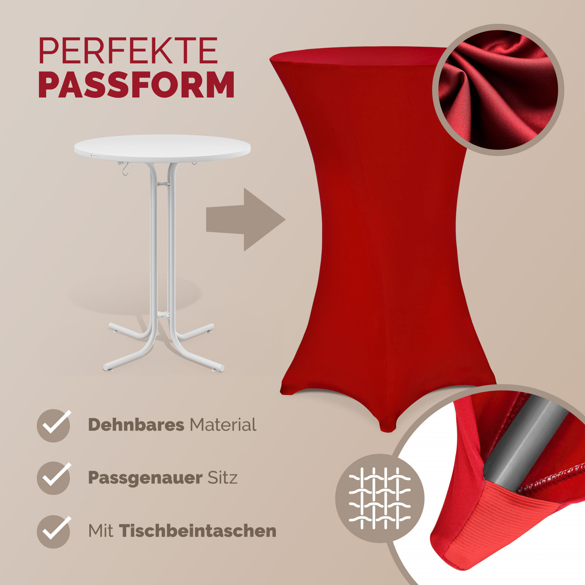 Stehtischhusse Bordeaux Ø70cm