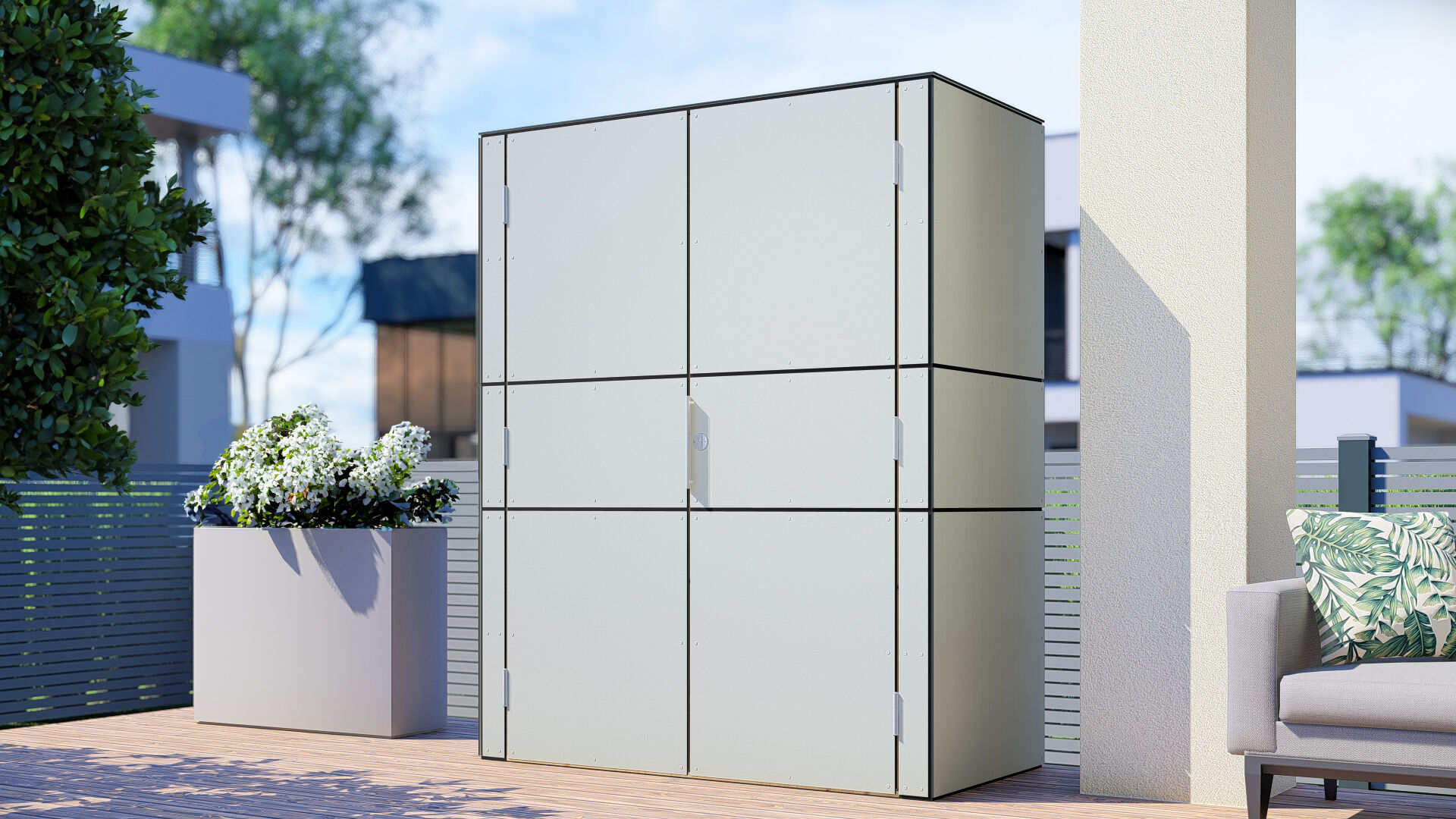 Terrassenschrank HPL Terrace High hellgrau