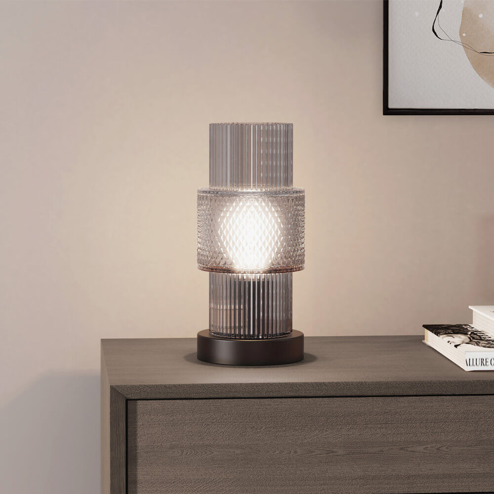 Kleine Tischlampe aus Glas YUKI - Rauchgrau