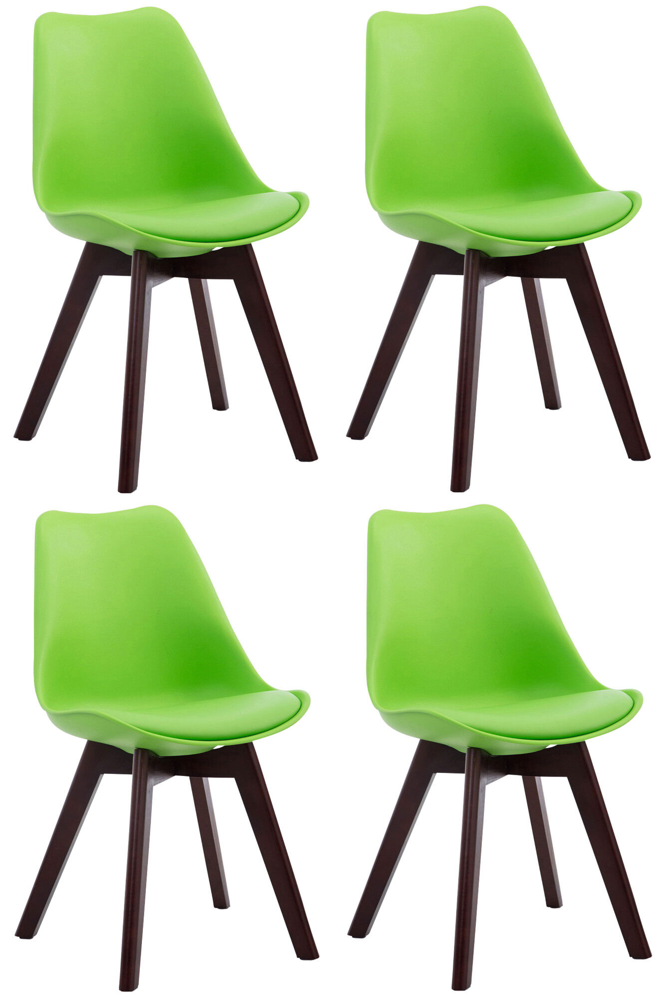 4er Set Besucherstühle Borneo V2 Walnuss Kunstleder, grün