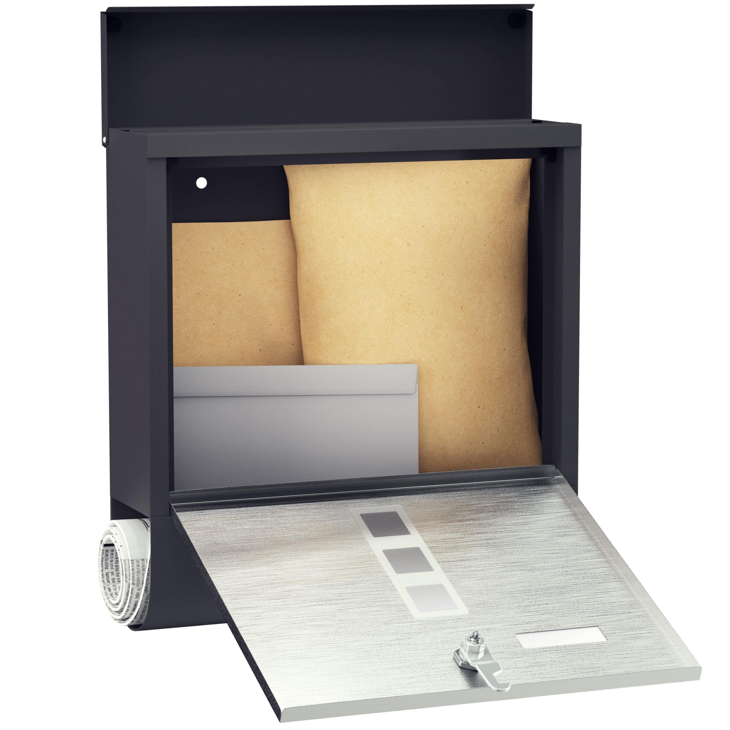 Briefkasten Schwarz/Silber Stahl 30,5x10x33,5cm
