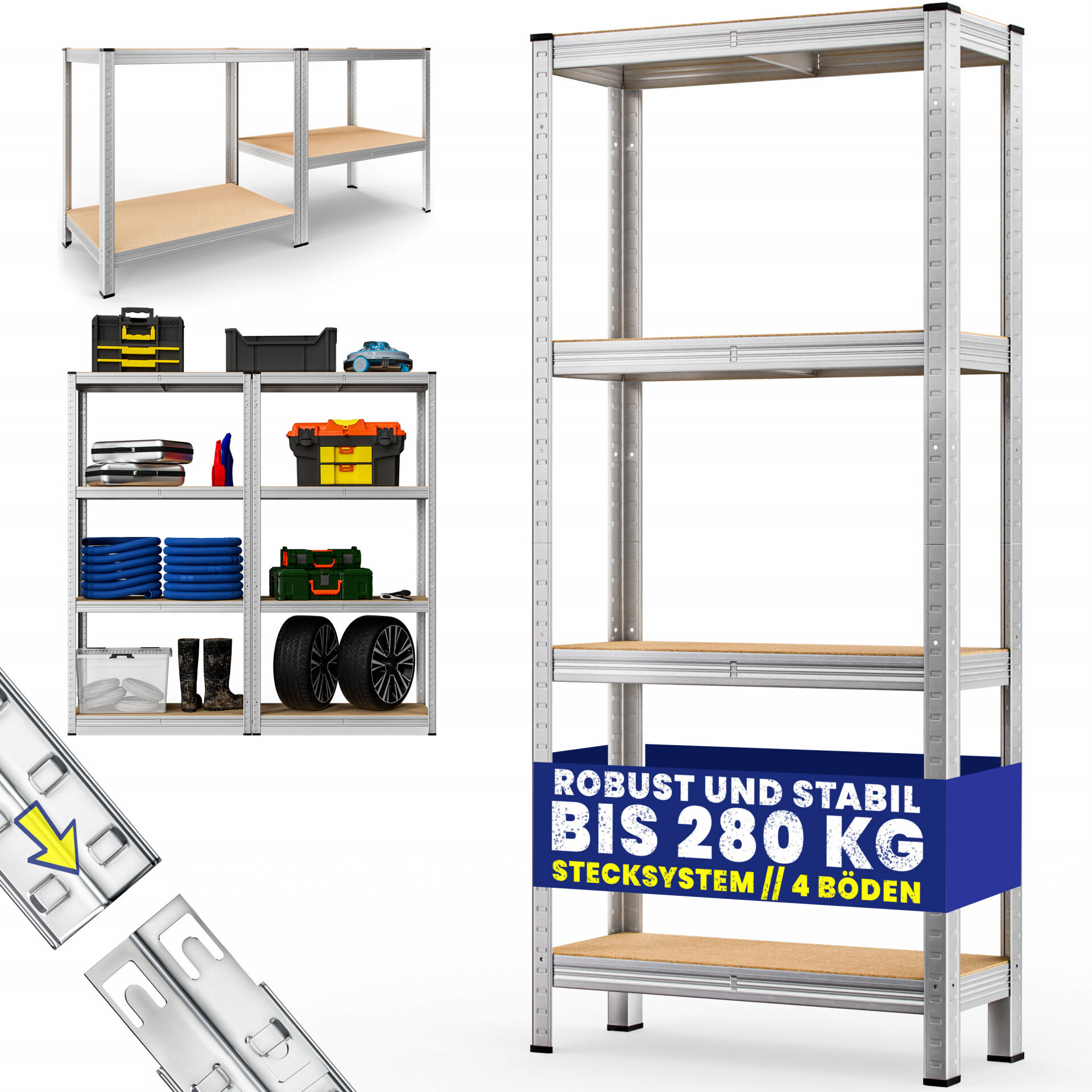 661665 Schwerlastregal 170x75x30cm verzinkt 280kg