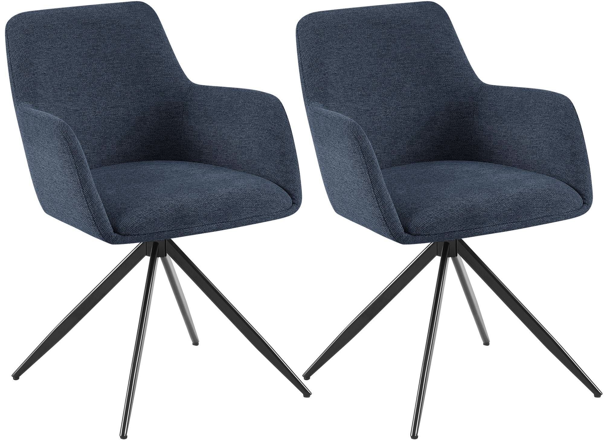 2er Set Esszimmerstuhl Olema Stoff, blau