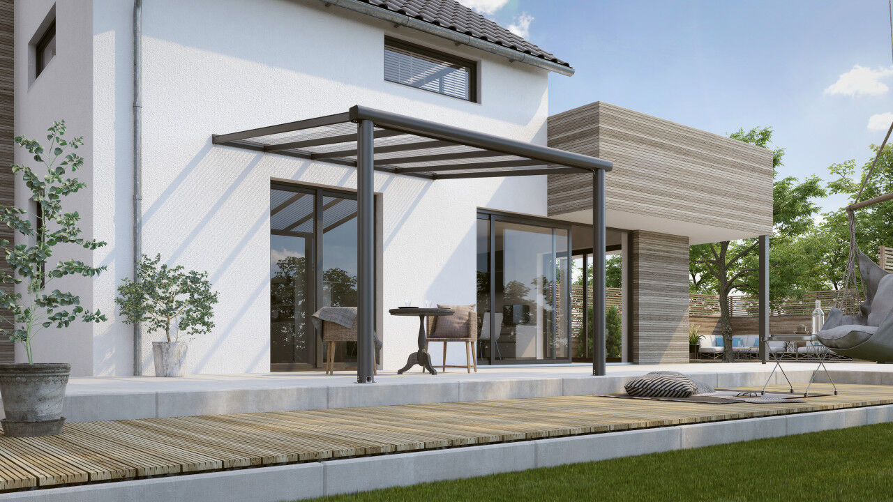 Aluminium Terrassenüberdachung Compact Line 304x250 cm Anthrazit