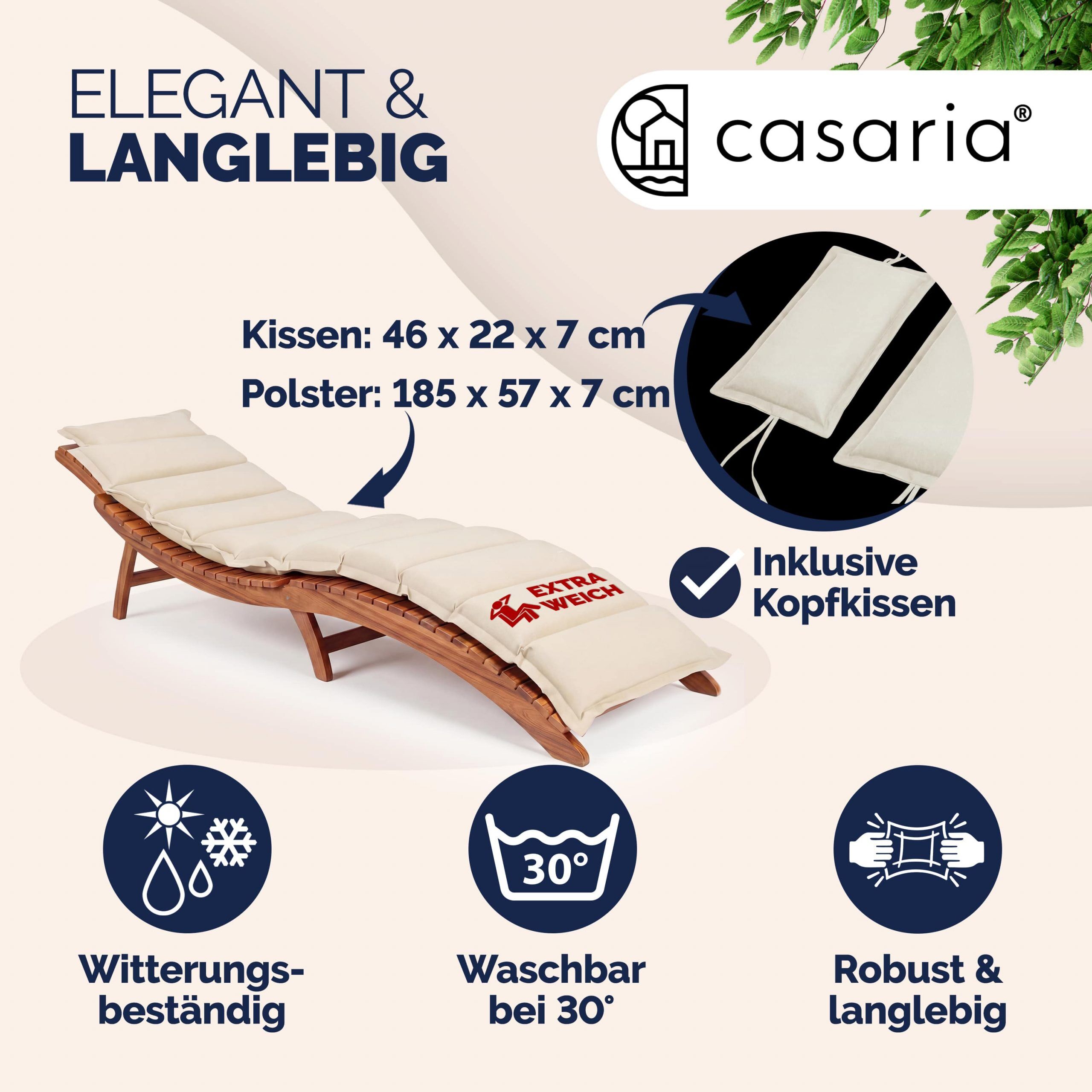 Auflage Sonnenliege Creme 183x56x7cm