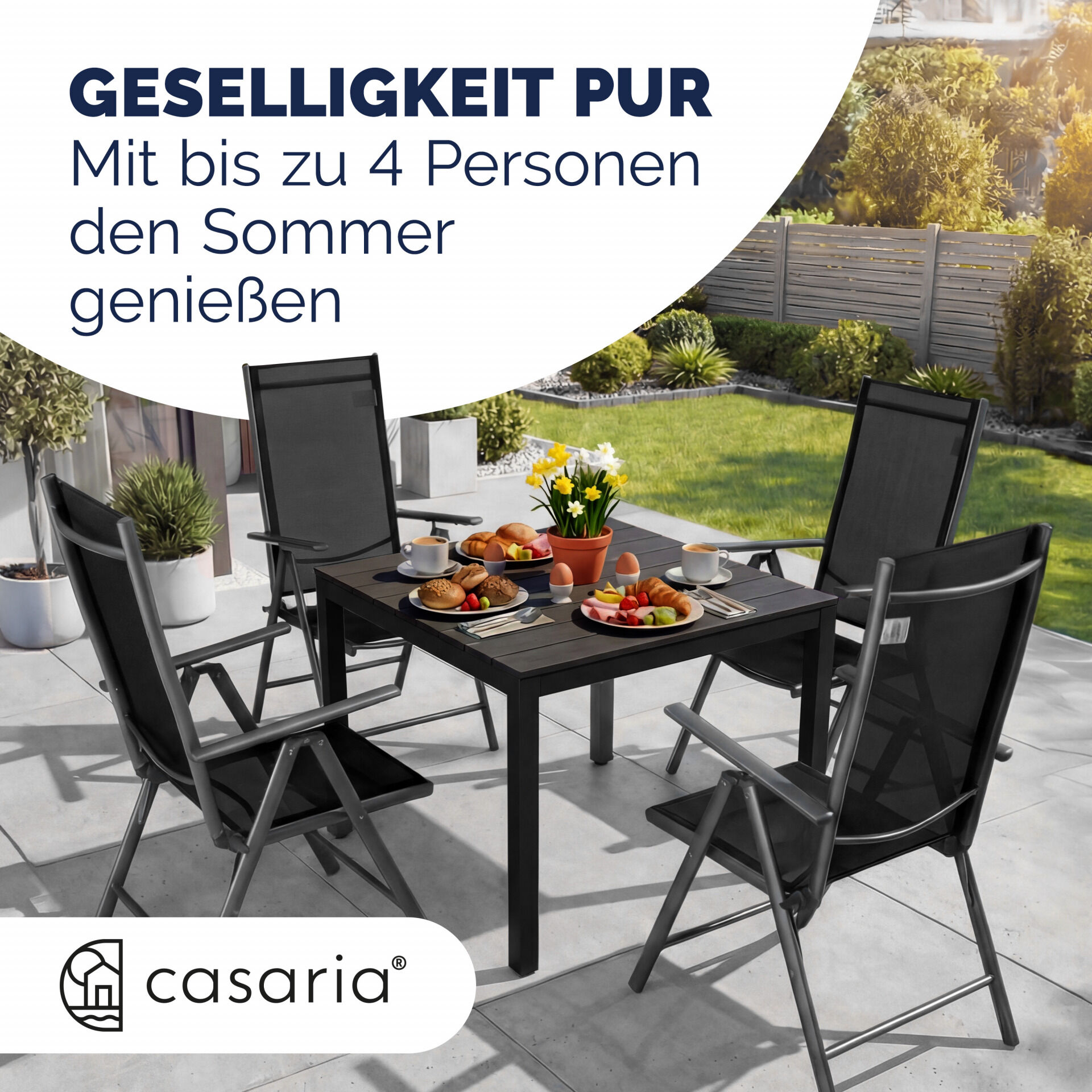 Garten-Sitzgruppe Bern 5-tlg Anthrazit Alu WPC Tischplatte