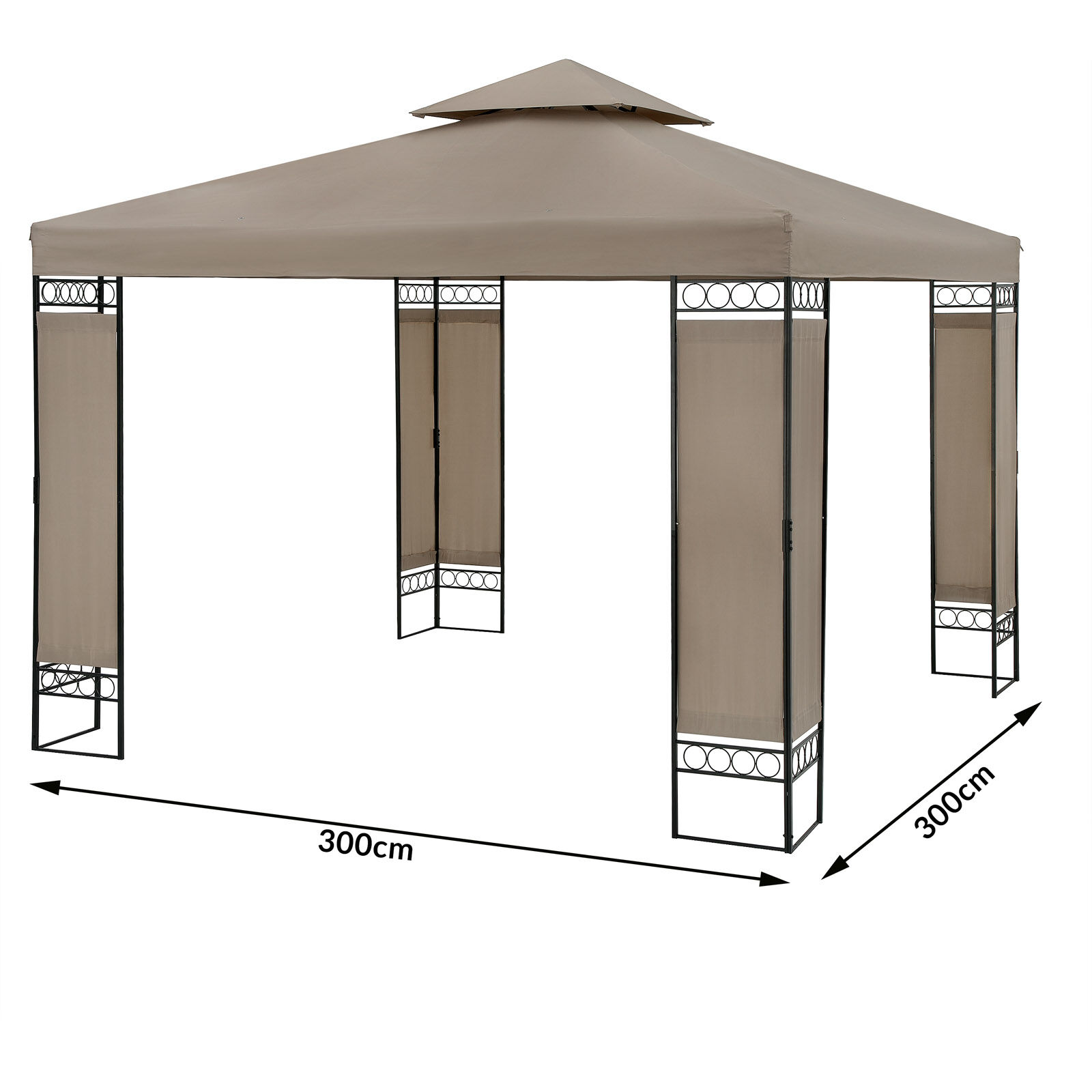 Pavillon Lorca Taupe 3x3m UV-Schutz 50+
